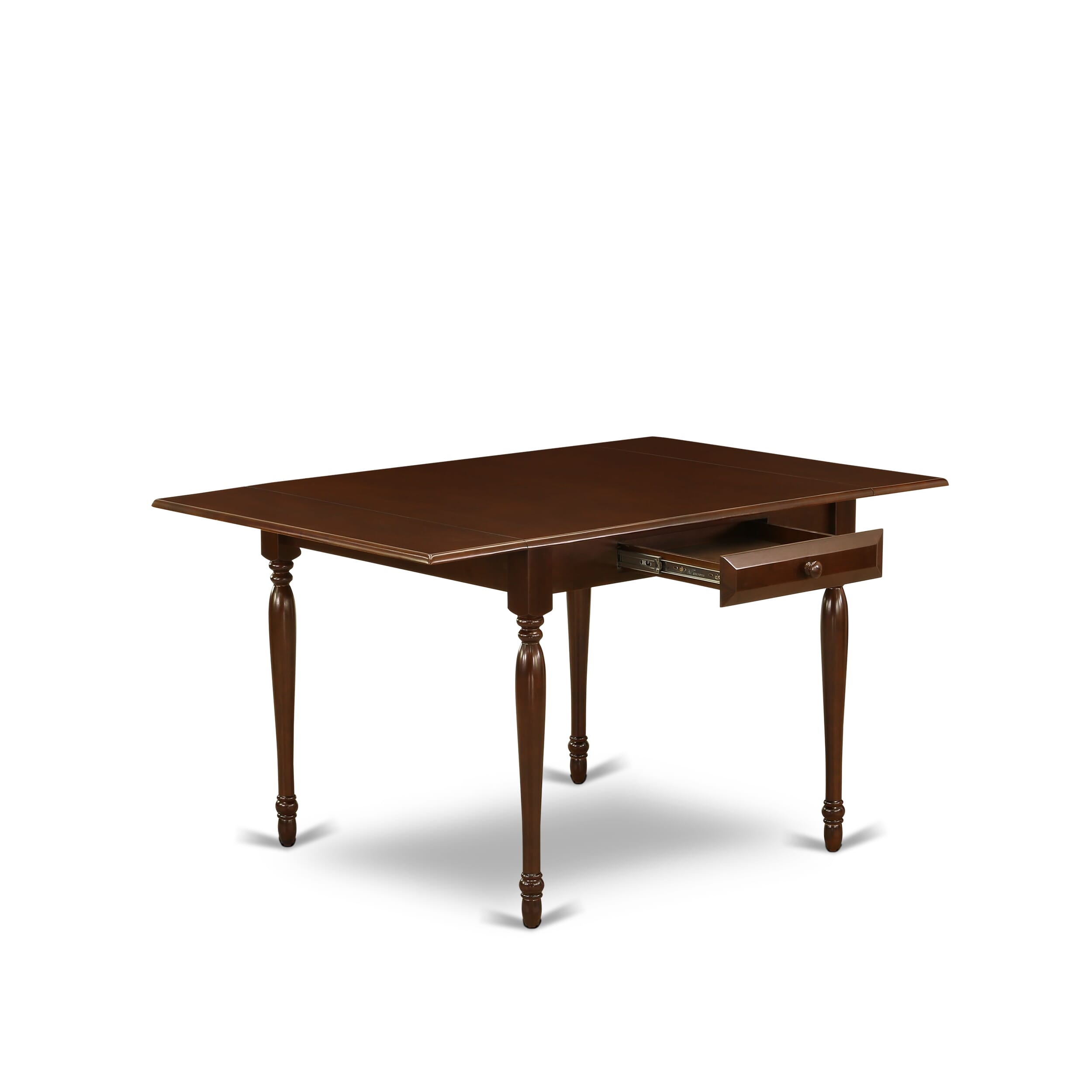 East West Furniture MZDA3-MAH-22 3 Piece Modern Dining Table Set Contains a Rectangle Kitchen Table with Dropleaf and 2 Parson Chairs, 36x54 Inch, Mahogany