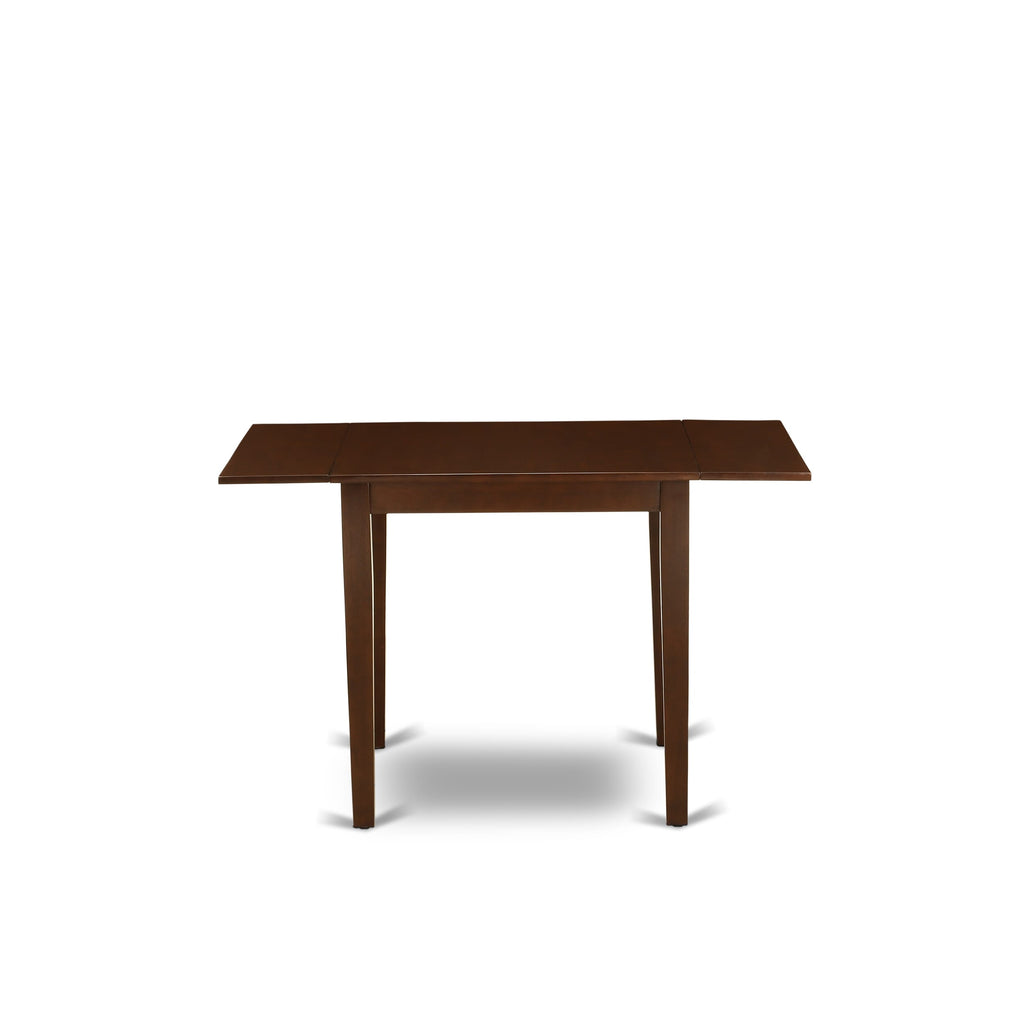 East West Furniture NDDA5-MAH-24 5 Piece Dining Set Includes a Rectangle Kitchen Table with Dropleaf and 4 Upholstered Parson Chairs, 30x48 Inch, Mahogany