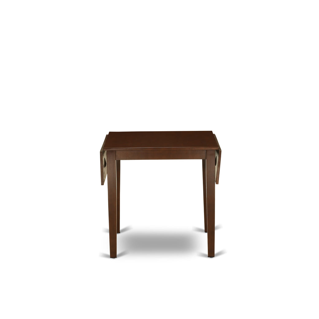 East West Furniture NDDA5-MAH-27 5 Piece Dining Set Includes a Rectangle Kitchen Table with Dropleaf and 4 Upholstered Parson Chairs, 30x48 Inch, Mahogany