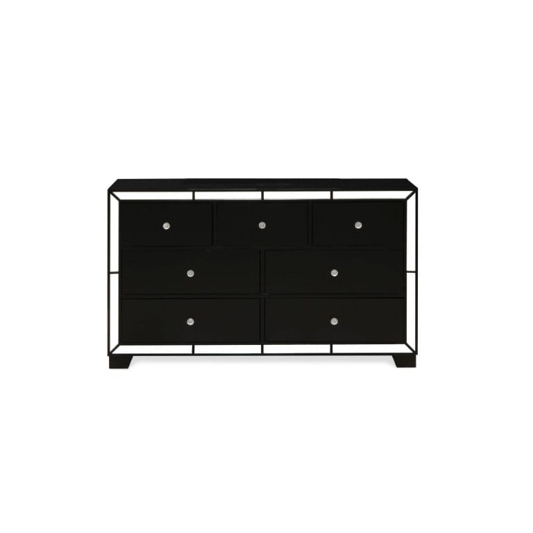 East West Furniture NED-11 1-Piece Nella Bedroom Dressers with Drawers - Modern Solid Wood Dresser - Black Finish