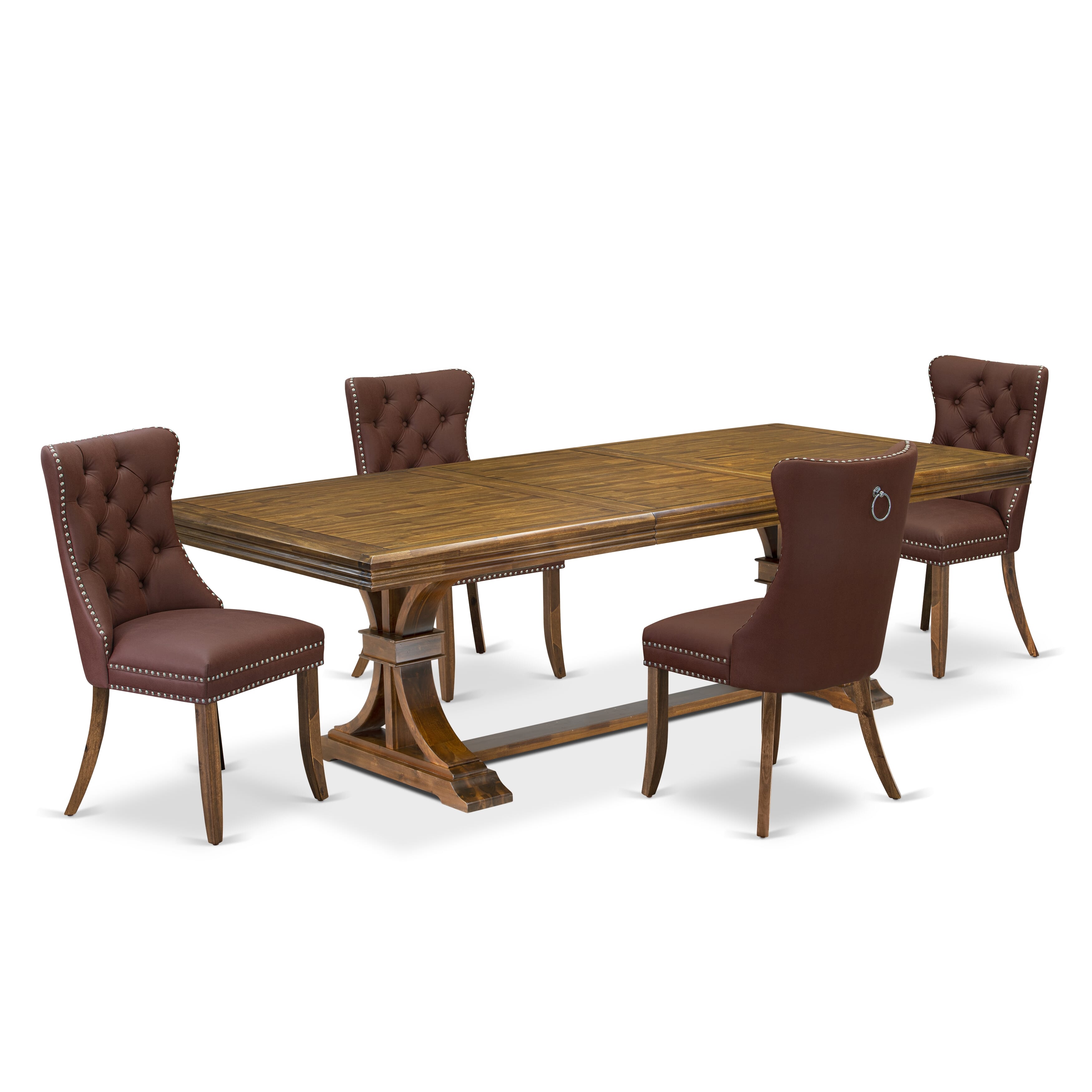 Luxe by East West Furniture NEDA5-AWA-26-5 Pieces Modern Dining Table Set Contains a Rectangle Table and 4 Faux Leather Modern Chairs, Antique Walnut