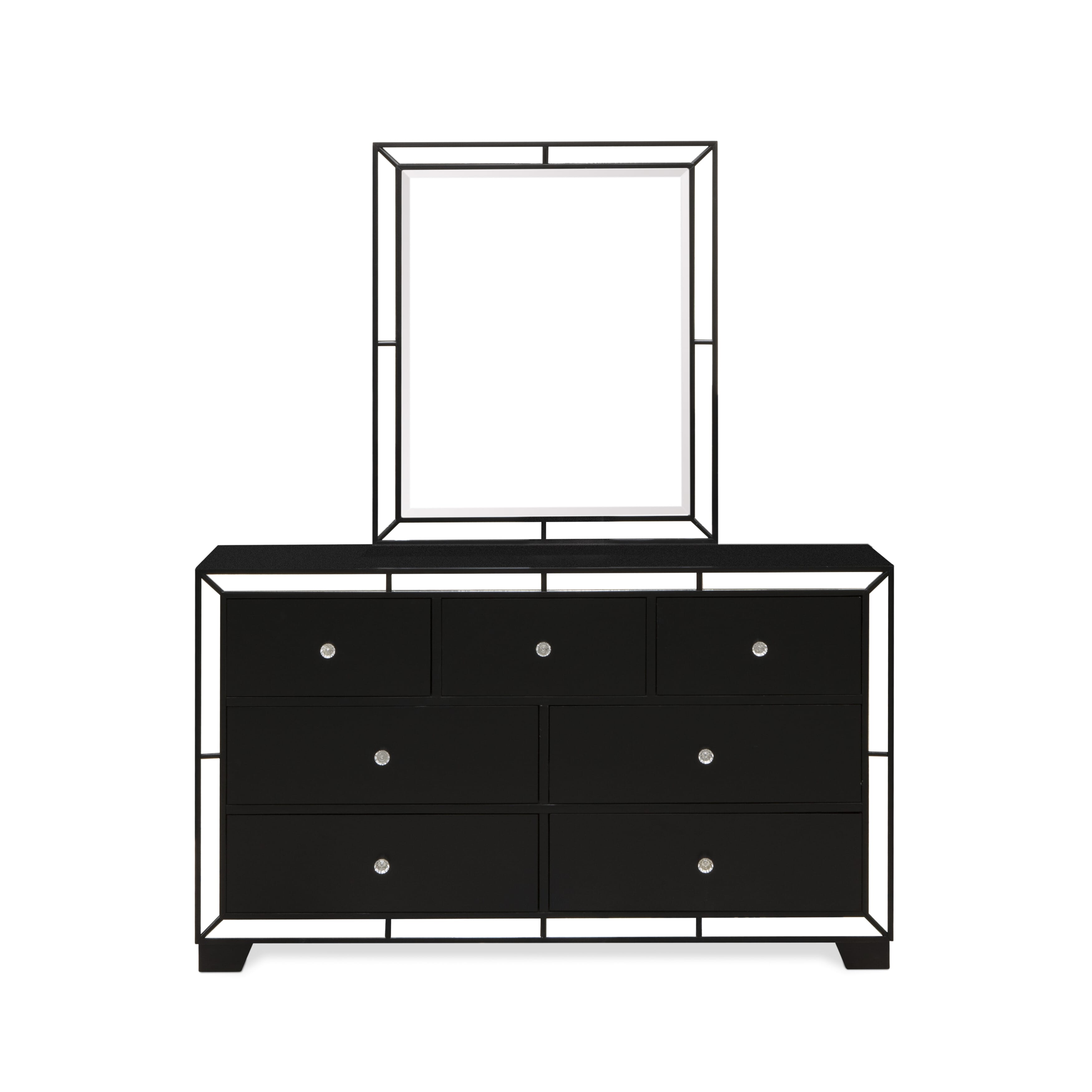 East West Furniture NEM-11 One Piece Nella Wooden Rectangular Mirror for Any Bedroom - Black Finish