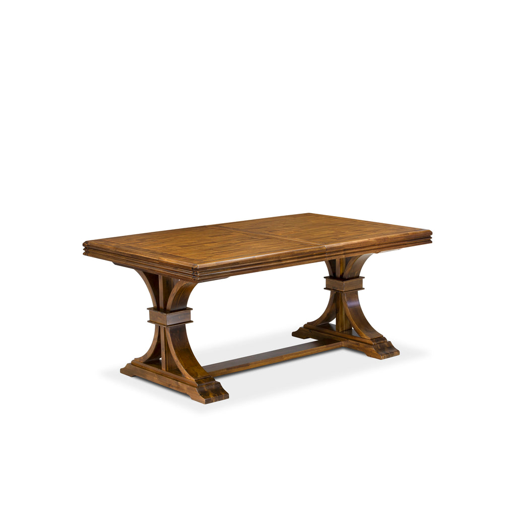 Luxe by East West Furniture NEDA5-AWA-23 5-piece Kitchen Table Set consists of a Modern Dining Table and 4 Beige Red Faux Leather Dinner Chairs with Button tufted Back - Antique Walnut Finish