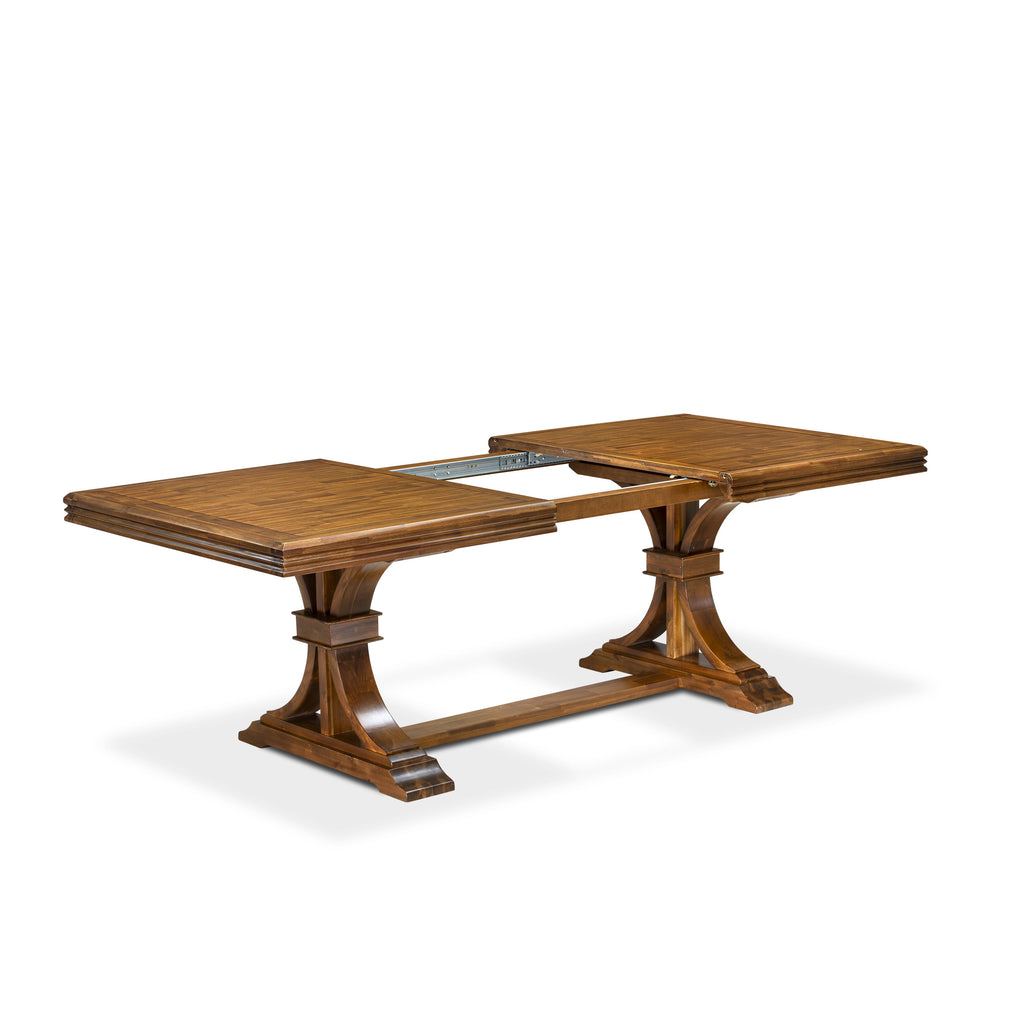 Luxe by East West Furniture NEDA9-AWA-32 9 Pieces Dining Table Set Includes a Rectangle Table and 8 Light Beige Linen fabric Dining Chairs, Antique Walnut