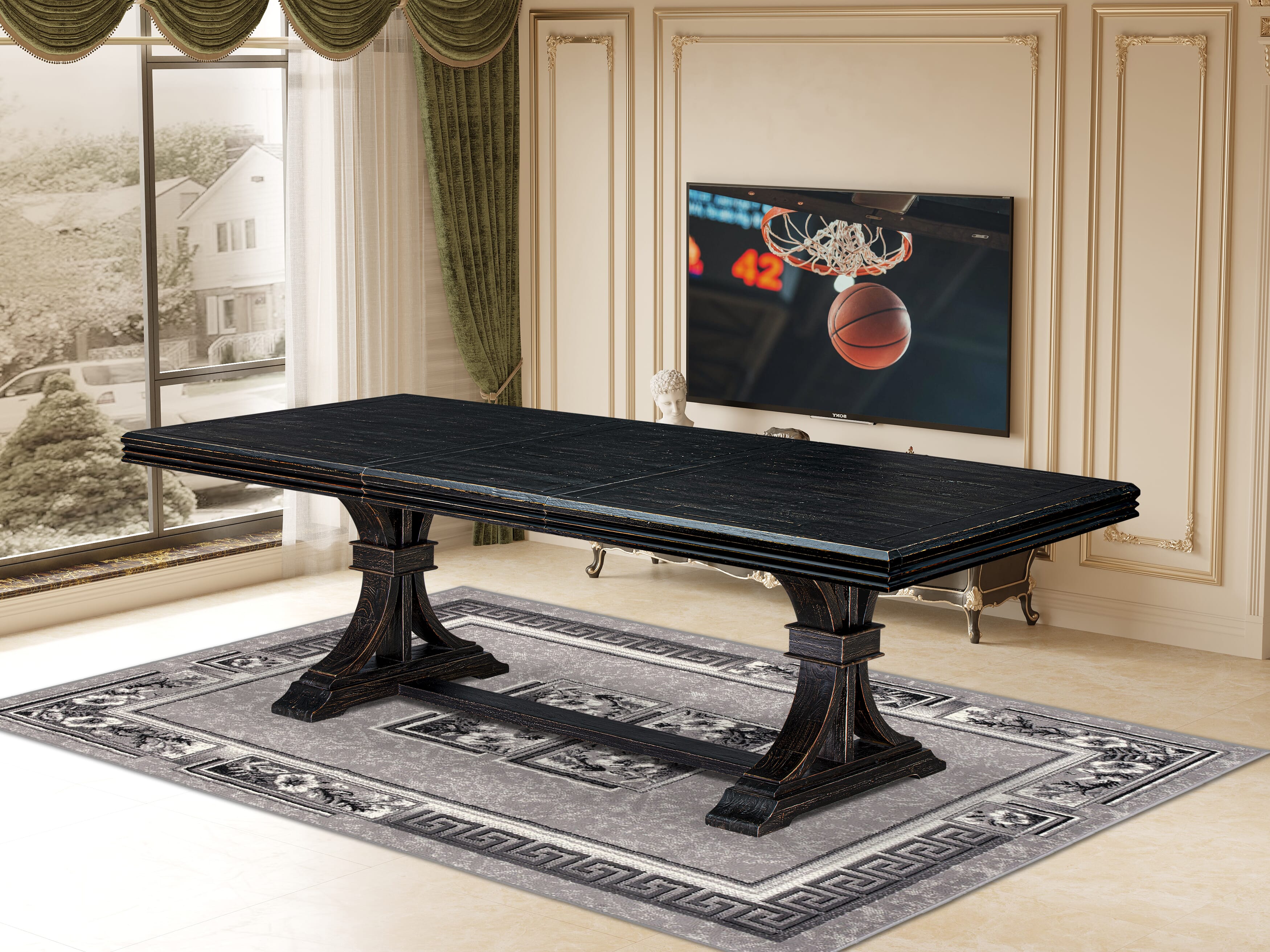 Luxy by East West Furniture - NET-SBB-TP - a Mid-Century Kitchen Table with Removable Rectangular tabletop � Sand Blasting Black Finish
