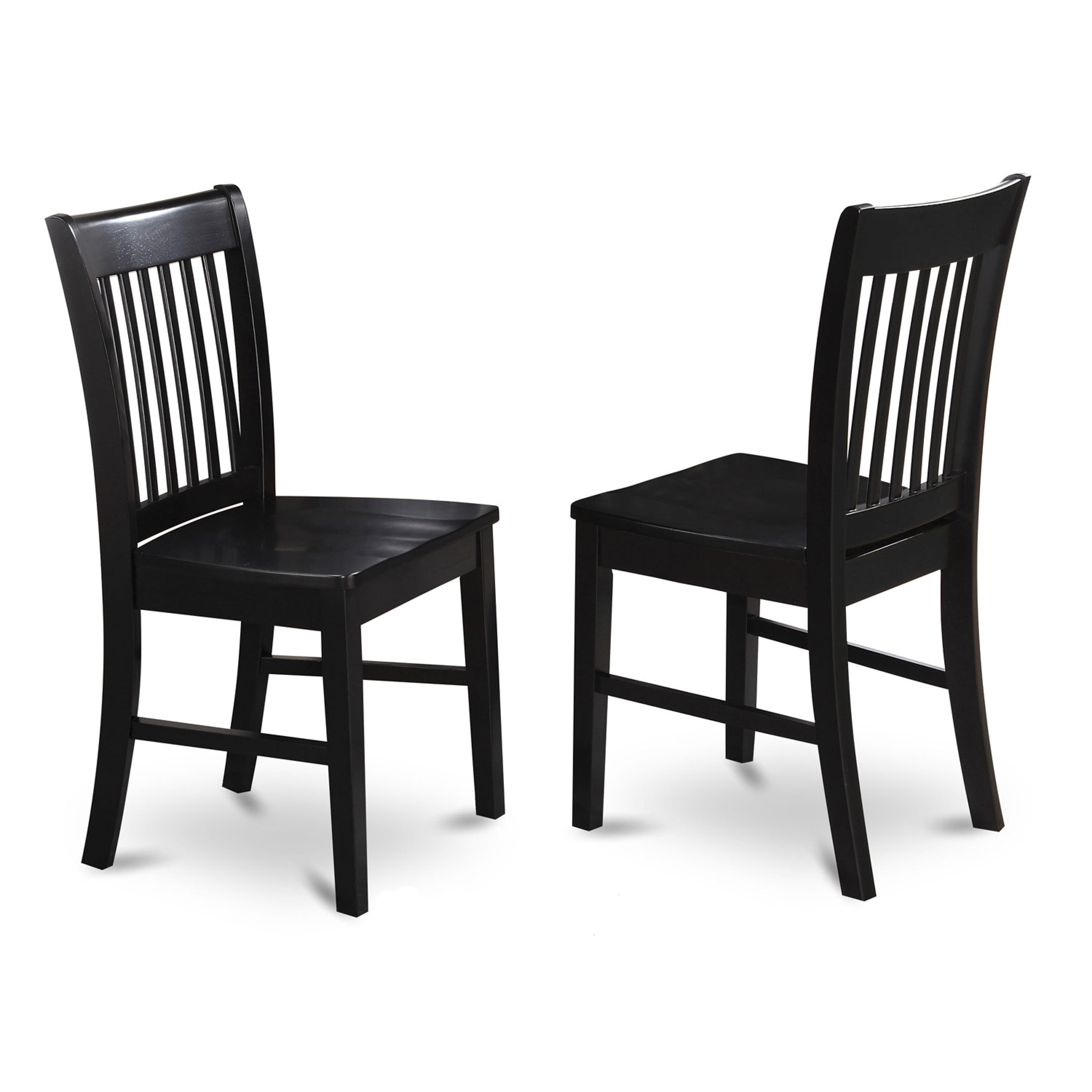 Luxe by East West Furniture 42NF5-103-W -5 pc Dining Table Set Includes a Round Table and 4 Wooden Mid Century Dining Chair with Slatted Back - Wire brushed Black