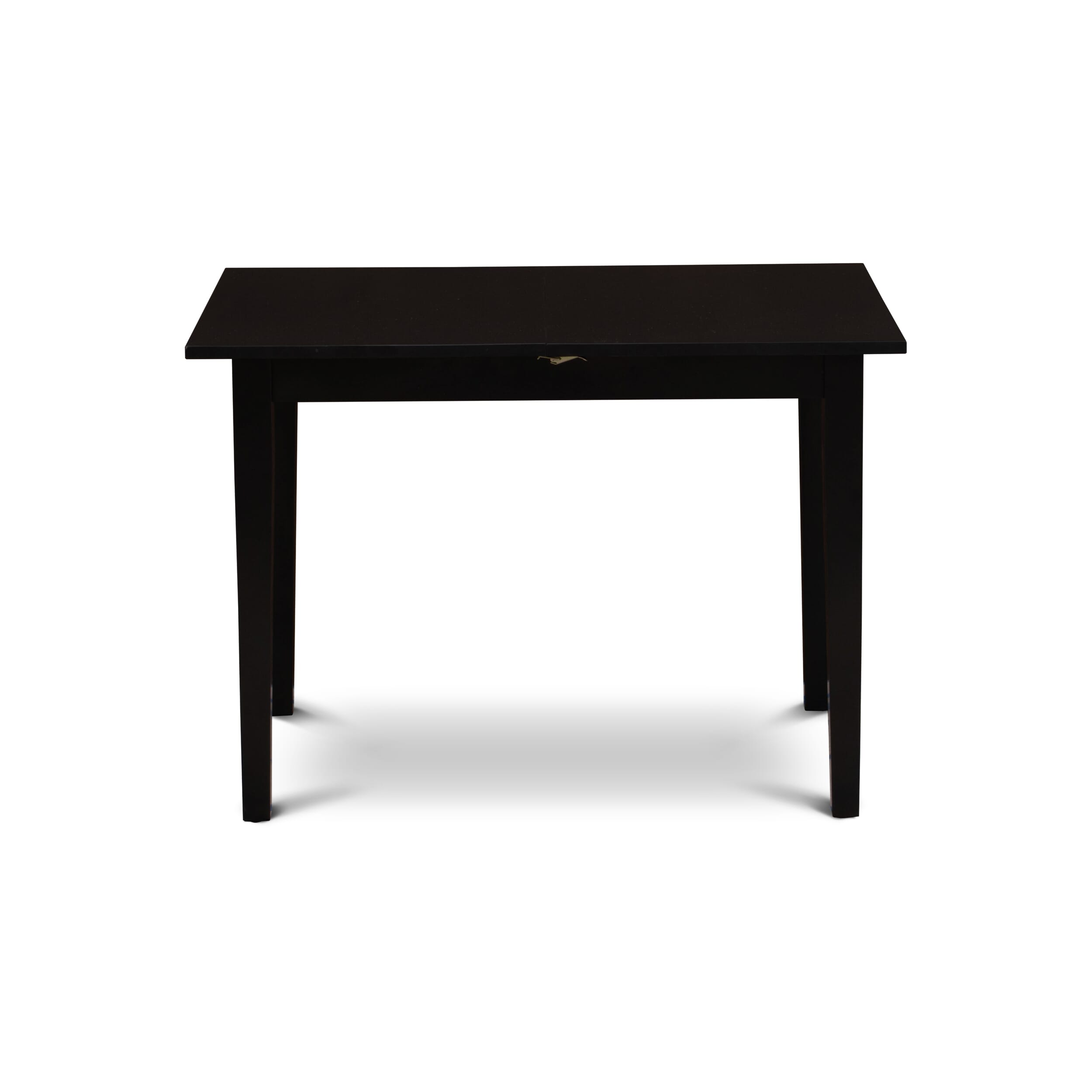 East West Furniture NFAS3-BLK-09 3 Piece Kitchen Table Set Includes A Wood Table and 2 Dark Navy Blue Faux Leather Padded Chairs with Stylish Back- Black Finish