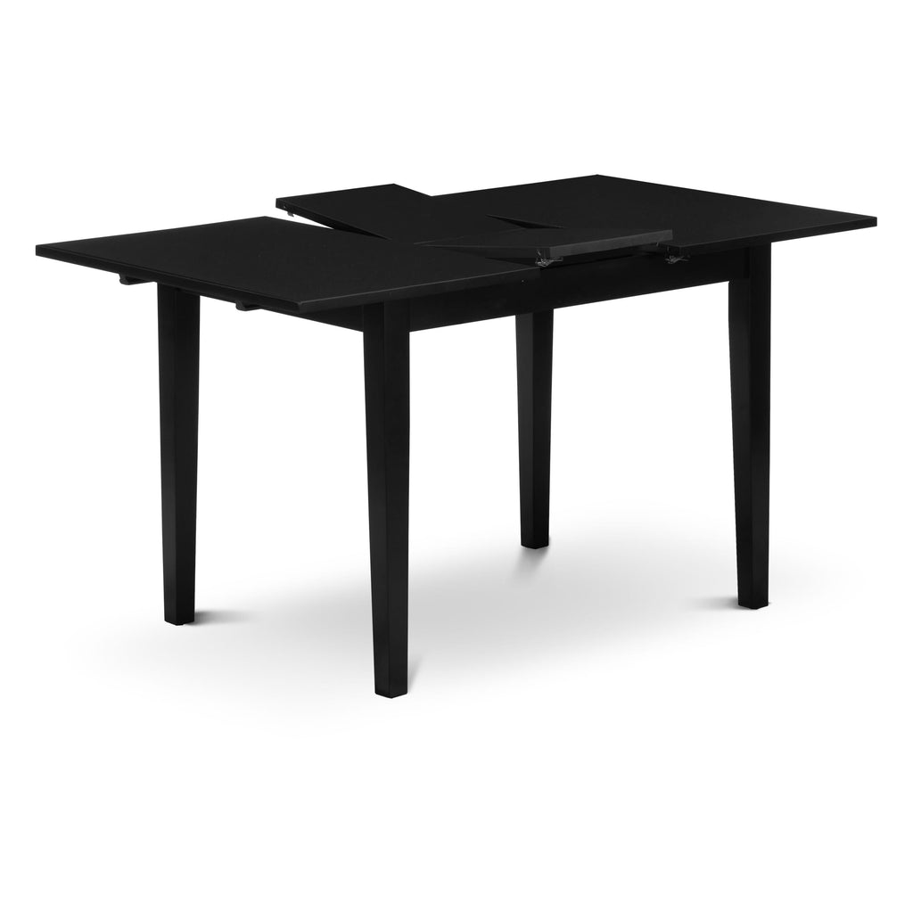 East West Furniture NFDA5-BLK-26 5 Piece Dining Set Includes a Rectangle Wooden Table with Removable leaf and 4 Parson Chairs, 32x54 Inch, Black