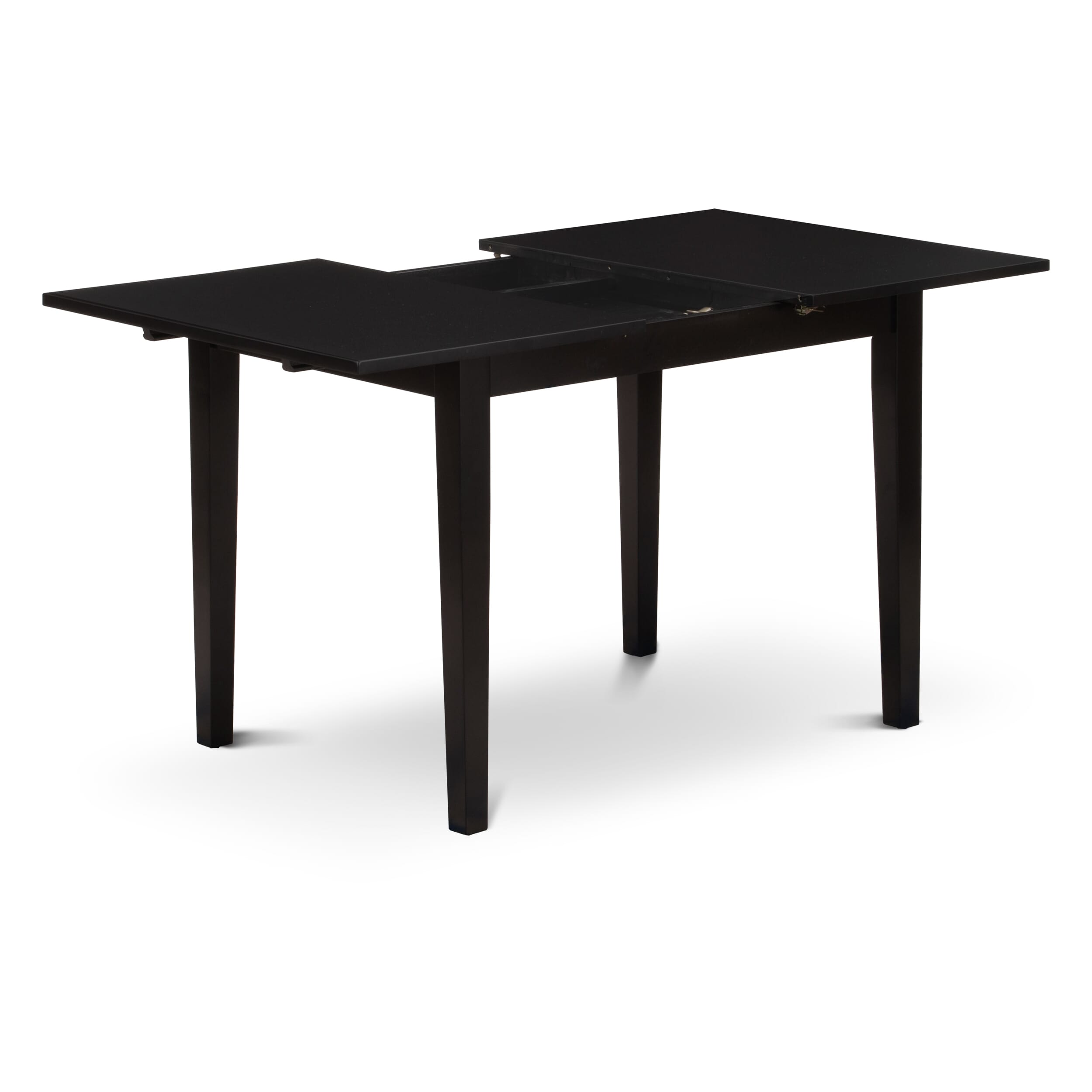East West Furniture NFX23-BLK-30 -3 Piece Dining Set Includes a Rectangle Table and 2 Stackable Faux Leather Fabric Chairs, Black