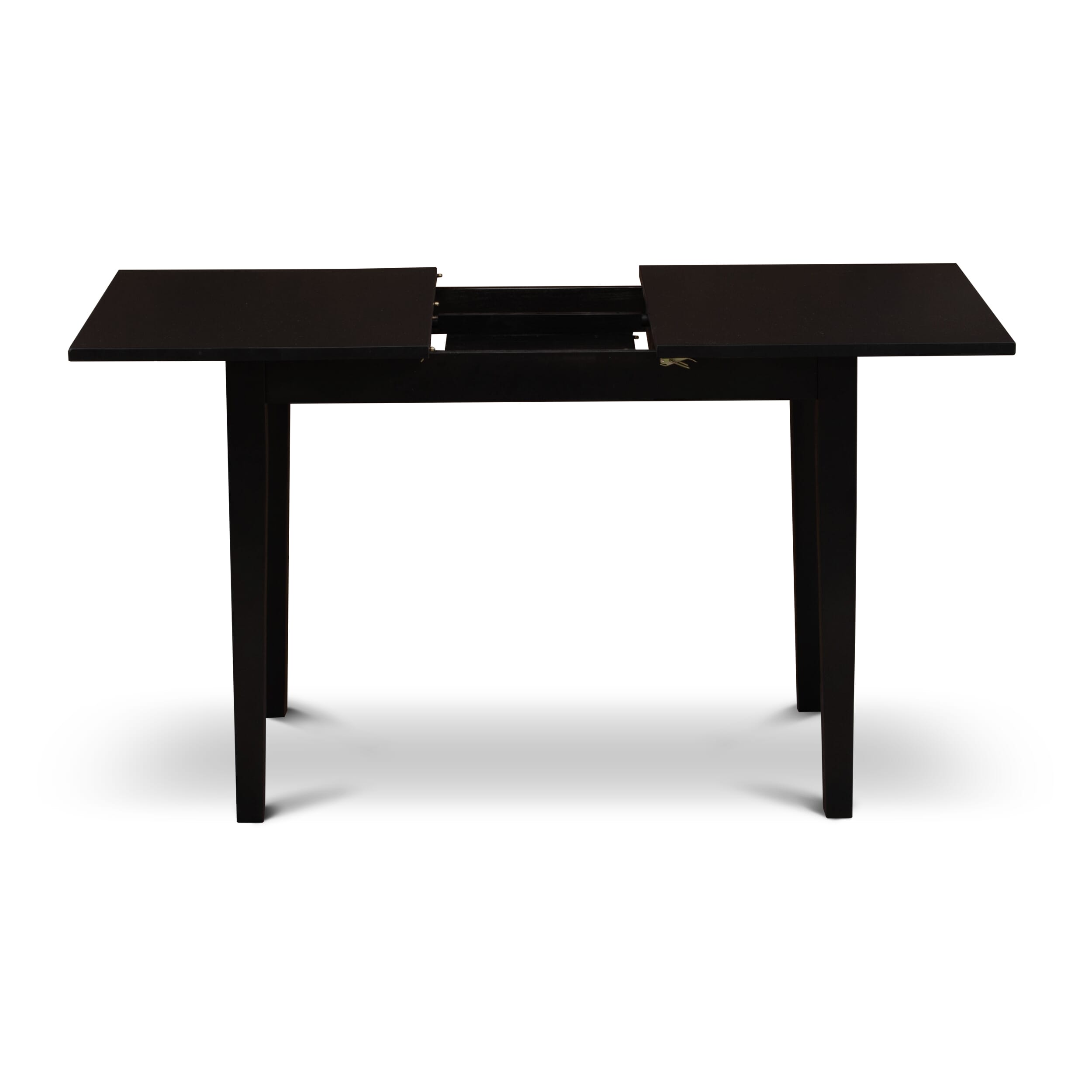 East West Furniture NFAS5-BLK-09 5 Piece Dinner Table Set consists A Dining Table and 4 Dark Navy Blue Faux Leather Kitchen Chairs with Stylish Back- Black Finish
