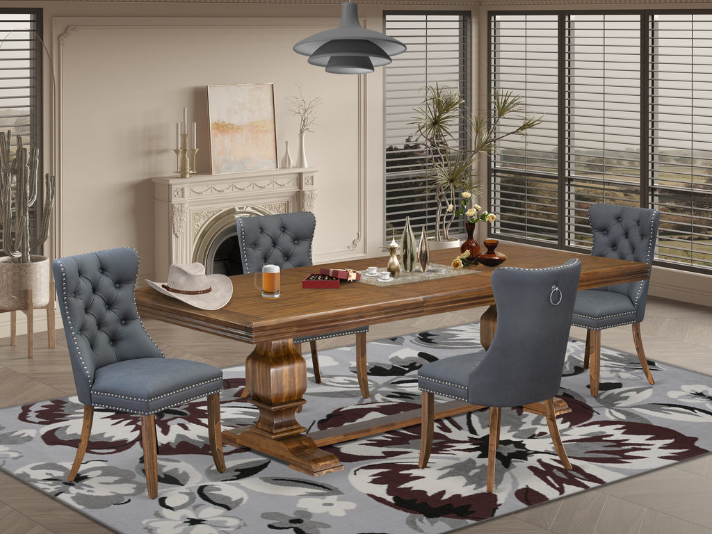 Luxe by East West Furniture NKDA5-AWA-13 5-piece Modern Dining Table Set consists of a Kitchen Table and 4 Platinum Gray PU Leather Dining room Chairs with Button tufted Back - Antique Walnut Finish
