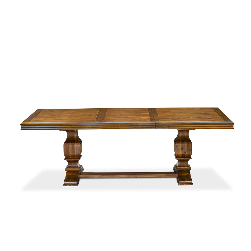 Luxe by East West Furniture NKFL7-AWA-04 - 7-piece dining table set consists of a breakfast table and 6 Light Tan Linen Fabric dining chairs with Padded Chair Back - Antique Walnut Finish.