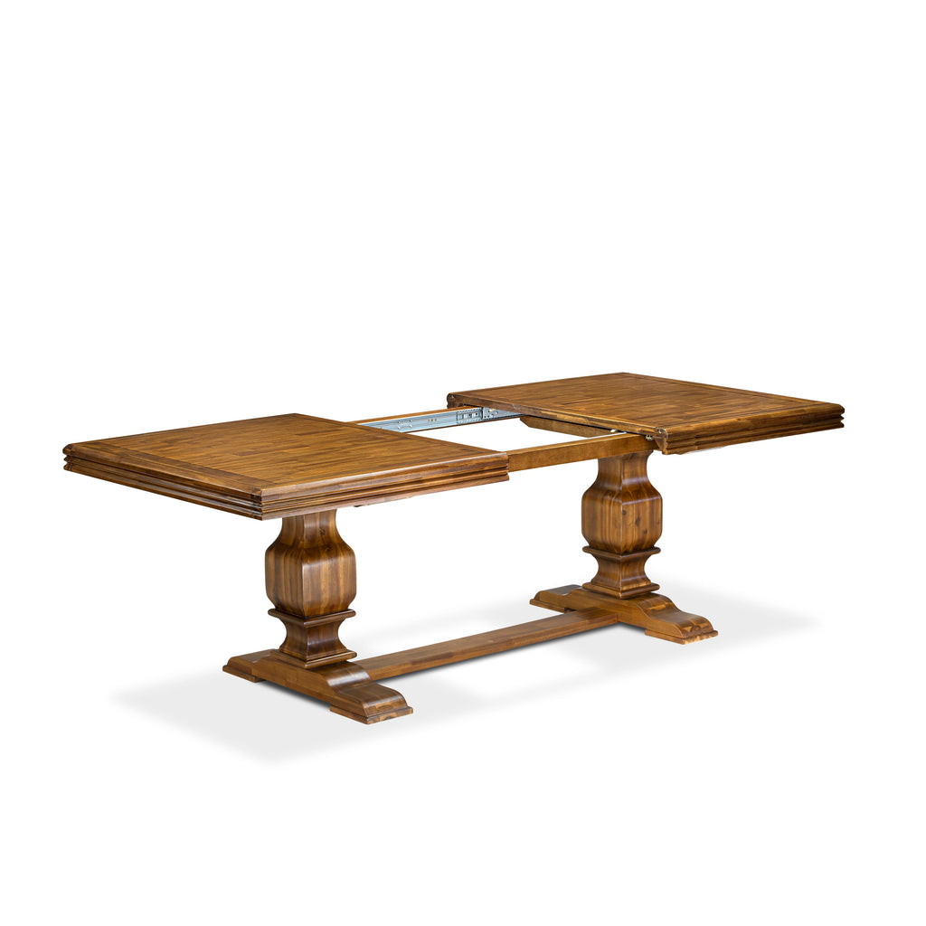 Luxe by East West Furniture NKVE7-AWA-24 7-piece Mid-Century Dining Table Set consists of a Dining Table and 6 Black Linen Fabric Kitchen Chairs with Button tufted Back - Antique Walnut Finish