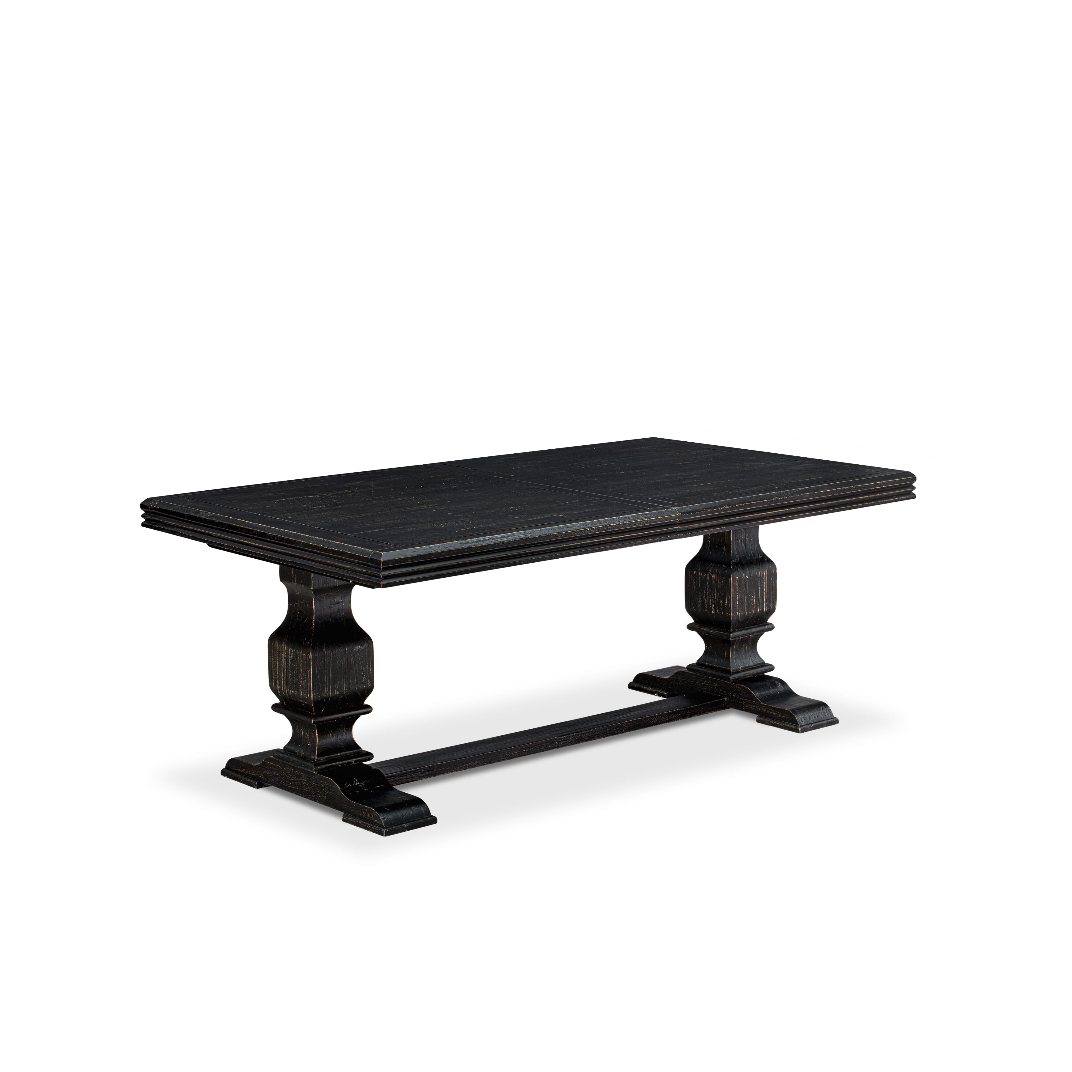Luxe by East West Furniture NKDA7-SBB-24 - 7-piece kitchen set includes a consists of table and 6 Black Linen Fabric modern chairs with Button Tufted Chair Back - Sand Blasting Black Finish.