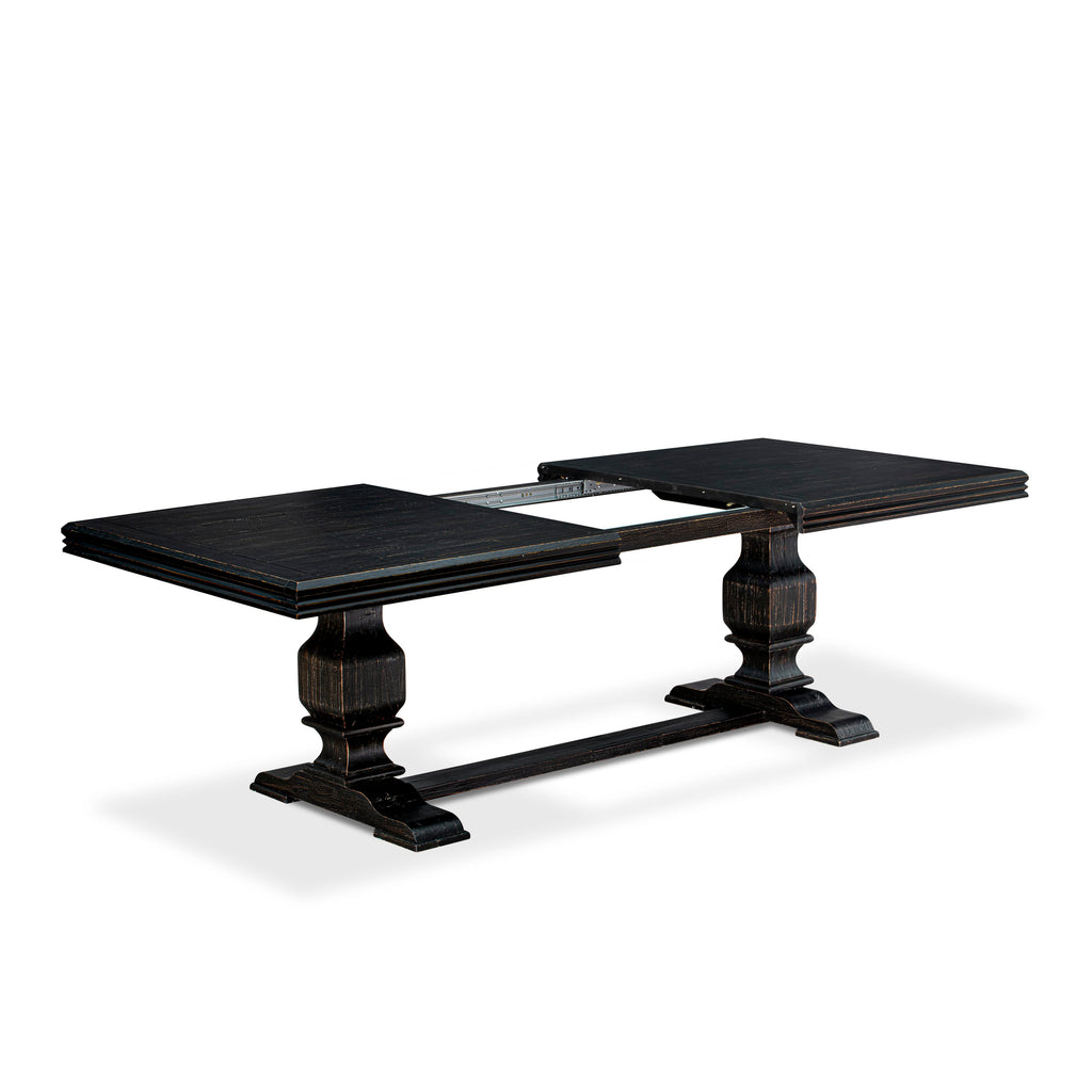 Luxe by East West Furniture NKDA5-SBB-12 5 Pieces Modern Dining Set Includes a Rectangle Kitchen Table and 4 Dark Gray Faux Leather Dining Chairs, Sand Blasting Black