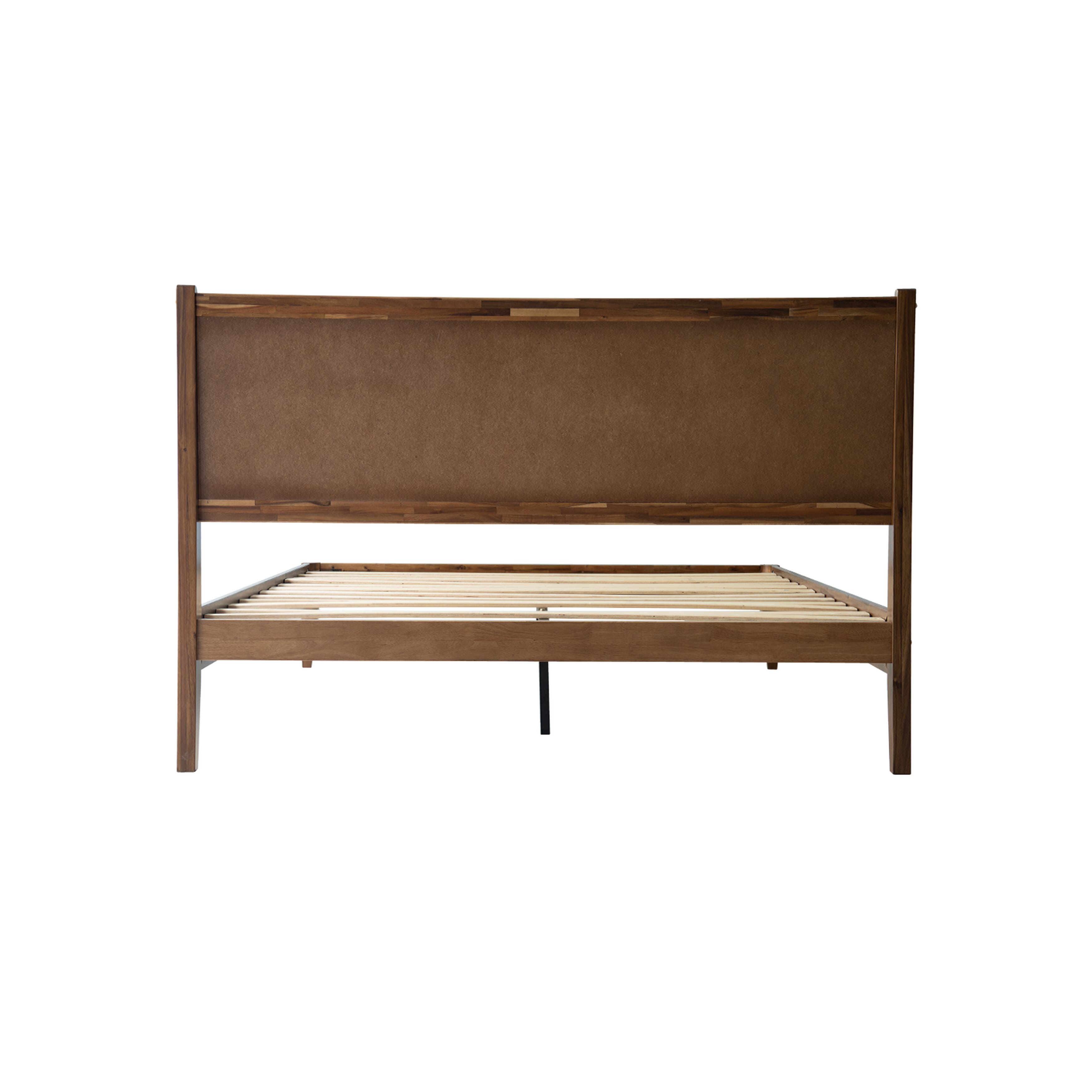 King Size Solid Wood Bed Frame with Headboard & Footboard Platform Bed, 12 Strong Slatted Base, Metal Legs, No Box Spring Needed, Easy Assembly, Anti-Slip & Noise-Free, Walnut Finish, ORK-37