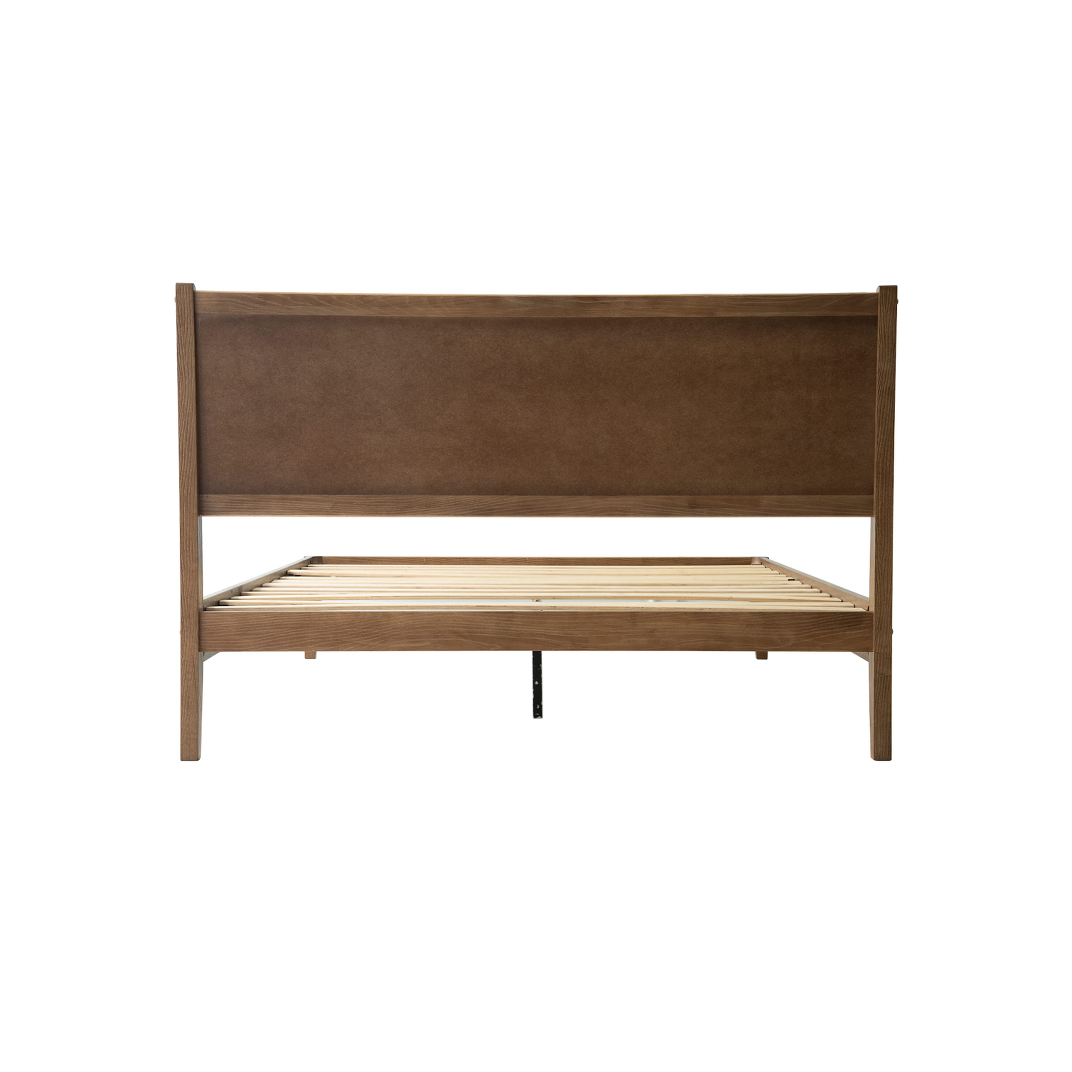 Queen Size Bed Frame with Headboard & Footboard Solid Wood Platform Bed, Central Metal Legs, 12 Heavy-duty Slatted Base, No Box Spring Needed, Noise-Free & Anti-Slip, Barnwood Finish, ORQ-30