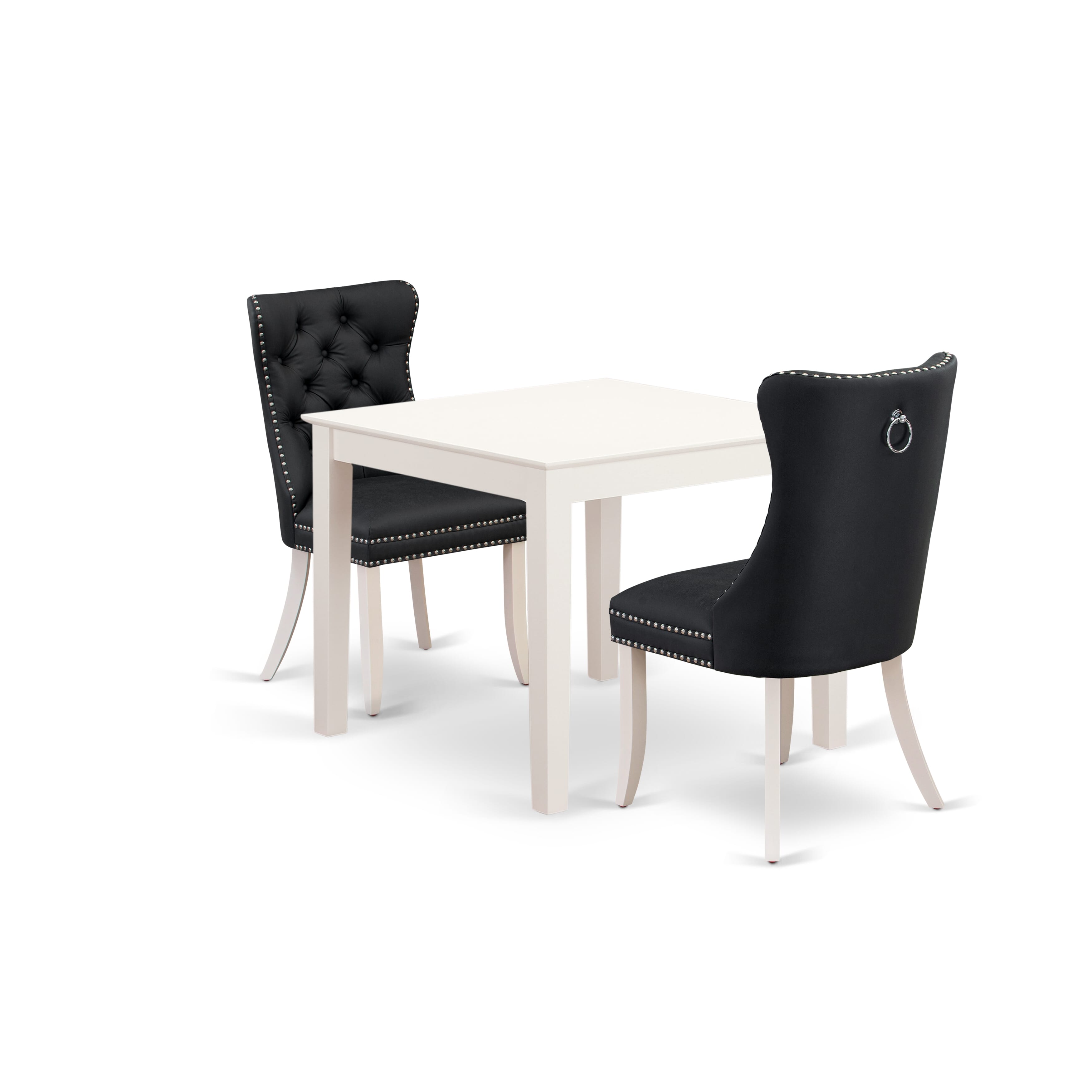 East West Furniture OXDA3-LWH-12 3 Piece Dinette Set for Small Spaces Contains a Square Modern Dining Table and 2 Upholstered Parson Chairs, 36x36 Inch, linen white