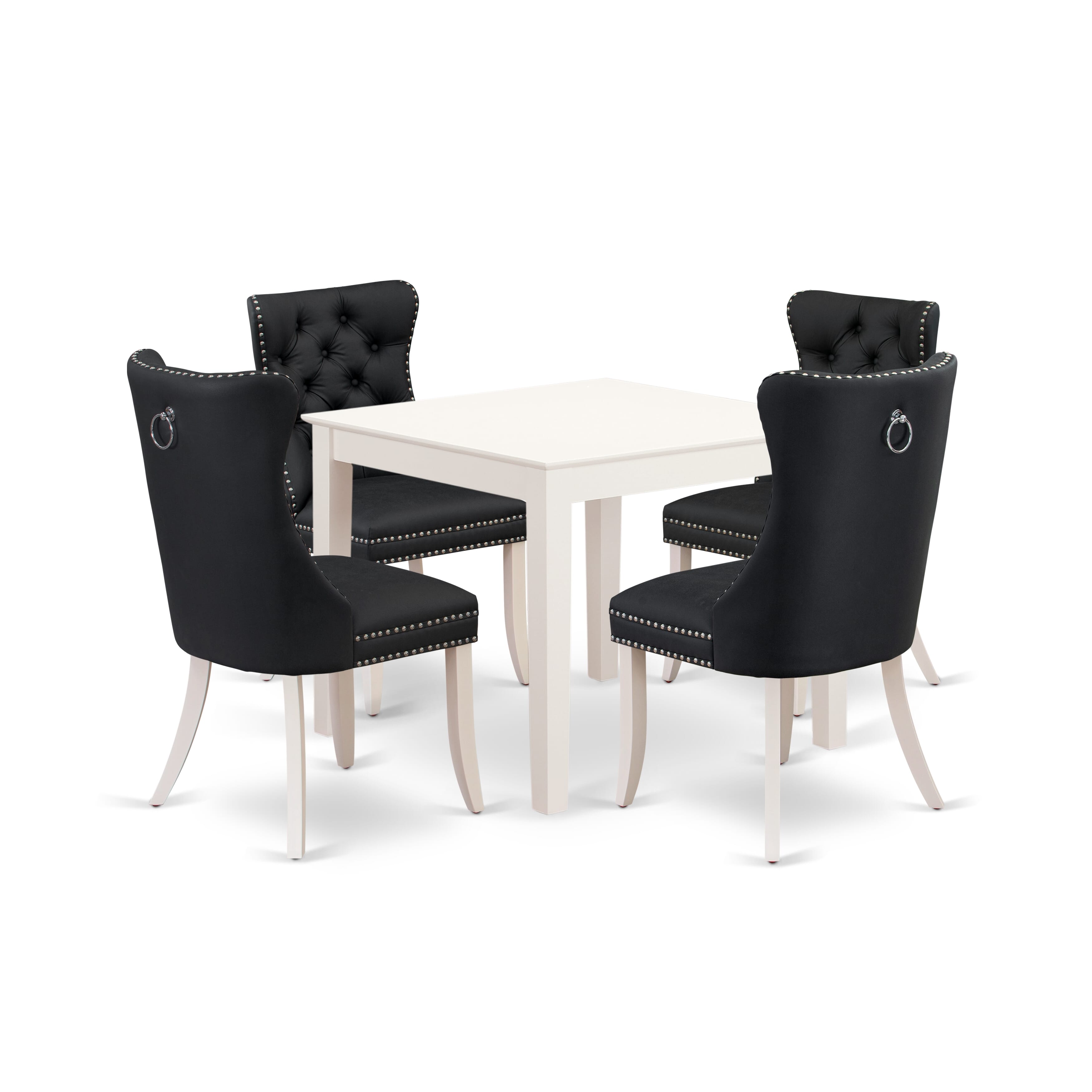 East West Furniture OXDA5-LWH-12 5 Piece Kitchen Table Set for Small Spaces Consists of a Square Dining Table and 4 Upholstered Parson Chairs, 36x36 Inch, linen white