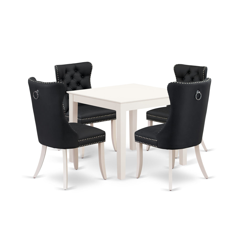 East West Furniture OXDA5-LWH-12 5 Piece Kitchen Table Set for Small Spaces Consists of a Square Dining Table and 4 Upholstered Parson Chairs, 36x36 Inch, linen white