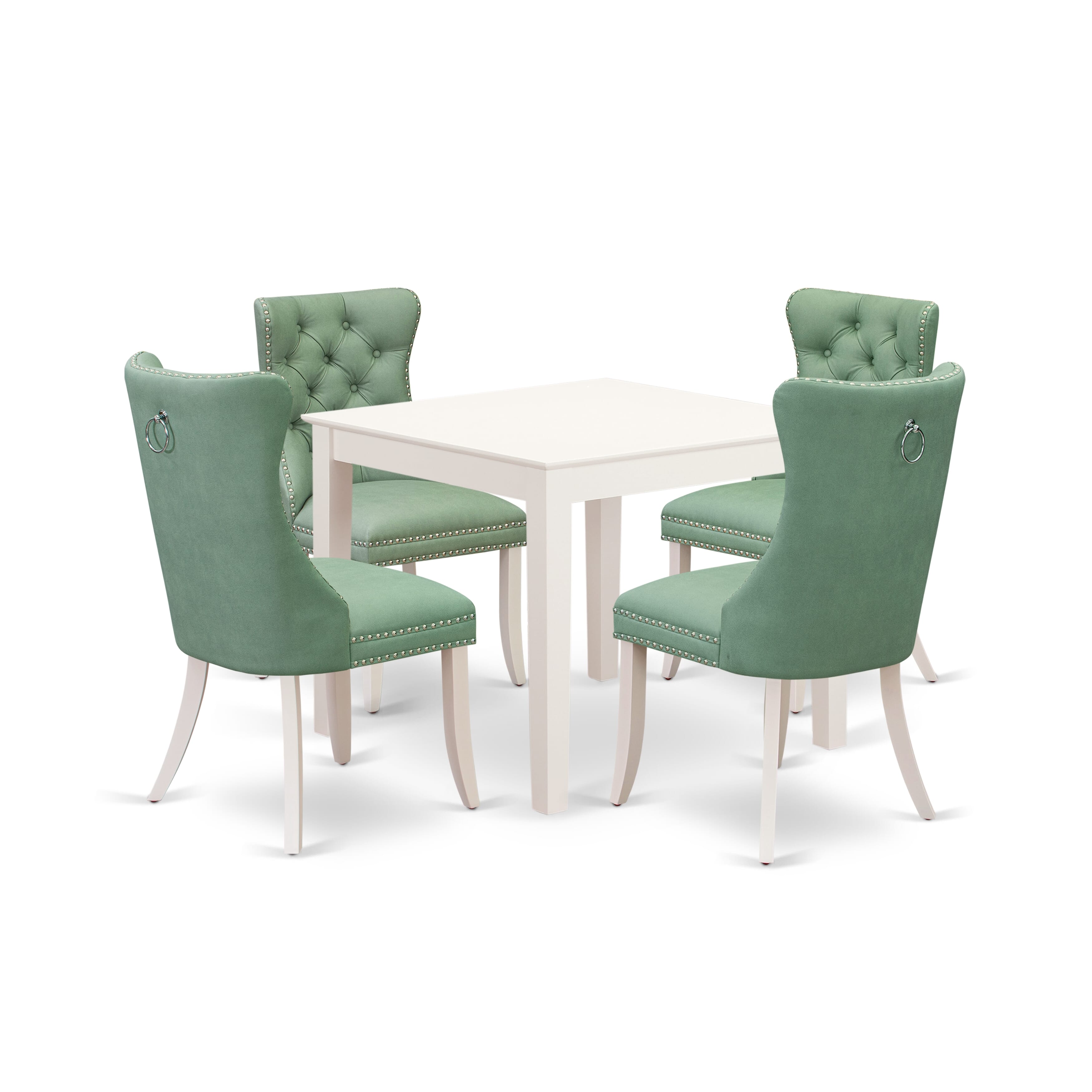 East West Furniture OXDA5-LWH-22 5 Piece Kitchen Table Set for Small Spaces Consists of a Square Dining Table and 4 Upholstered Parson Chairs, 36x36 Inch, linen white