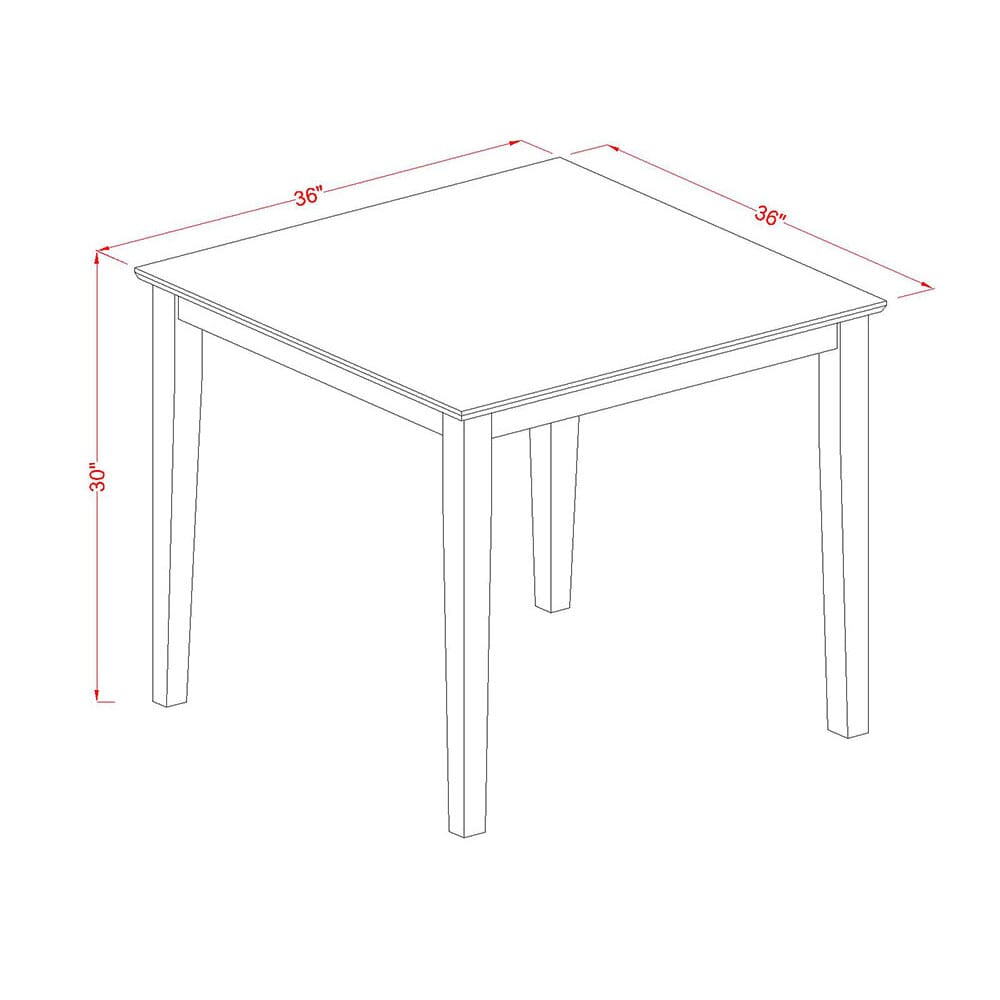 East West Furniture OXDA3-LWH-27 3 Piece Dining Room Table Set Includes a Square Kitchen Table and 2 Upholstered Parson Chairs