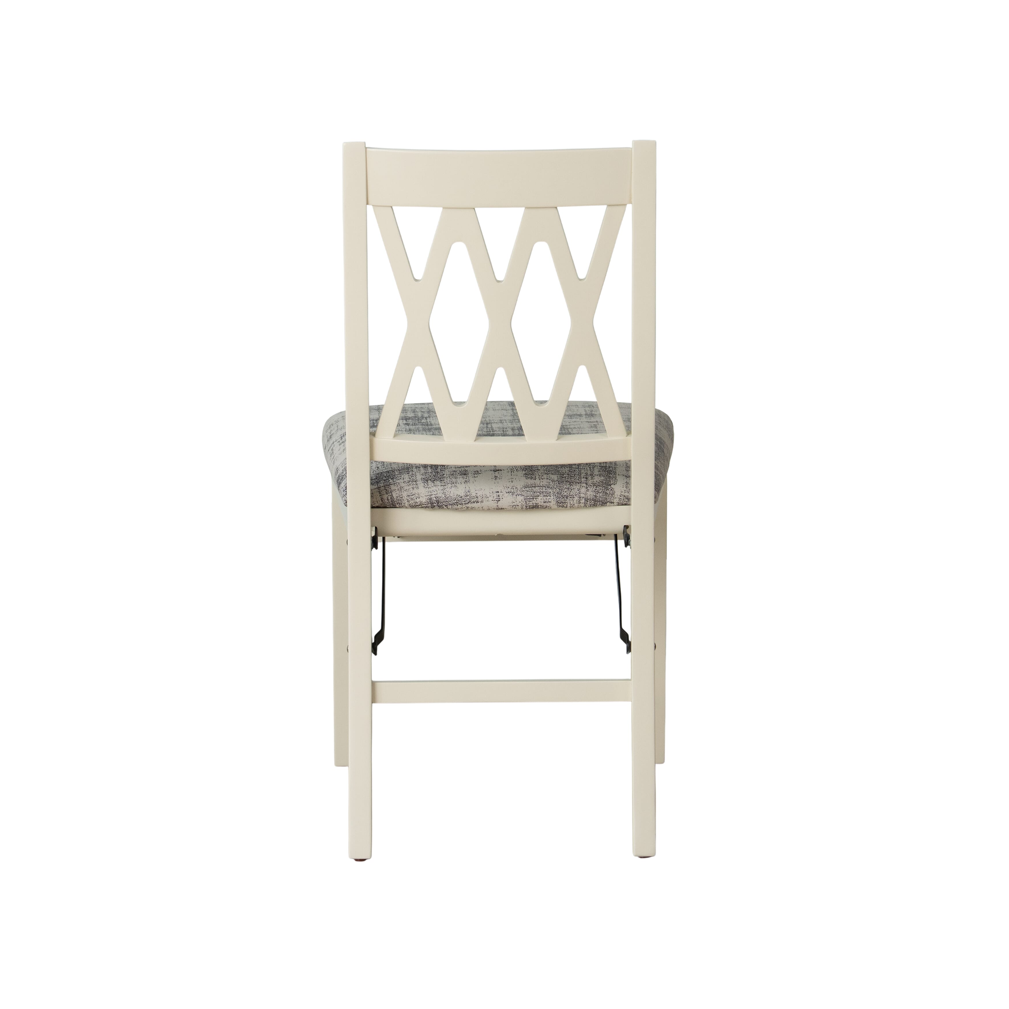 East West Furniture - PNC-LWH-30– Plano Folding Kitchen Chairs with Polyester Seat, Ready to Use, 3-X Back Design, Set of 2, Linen White Wood Finish