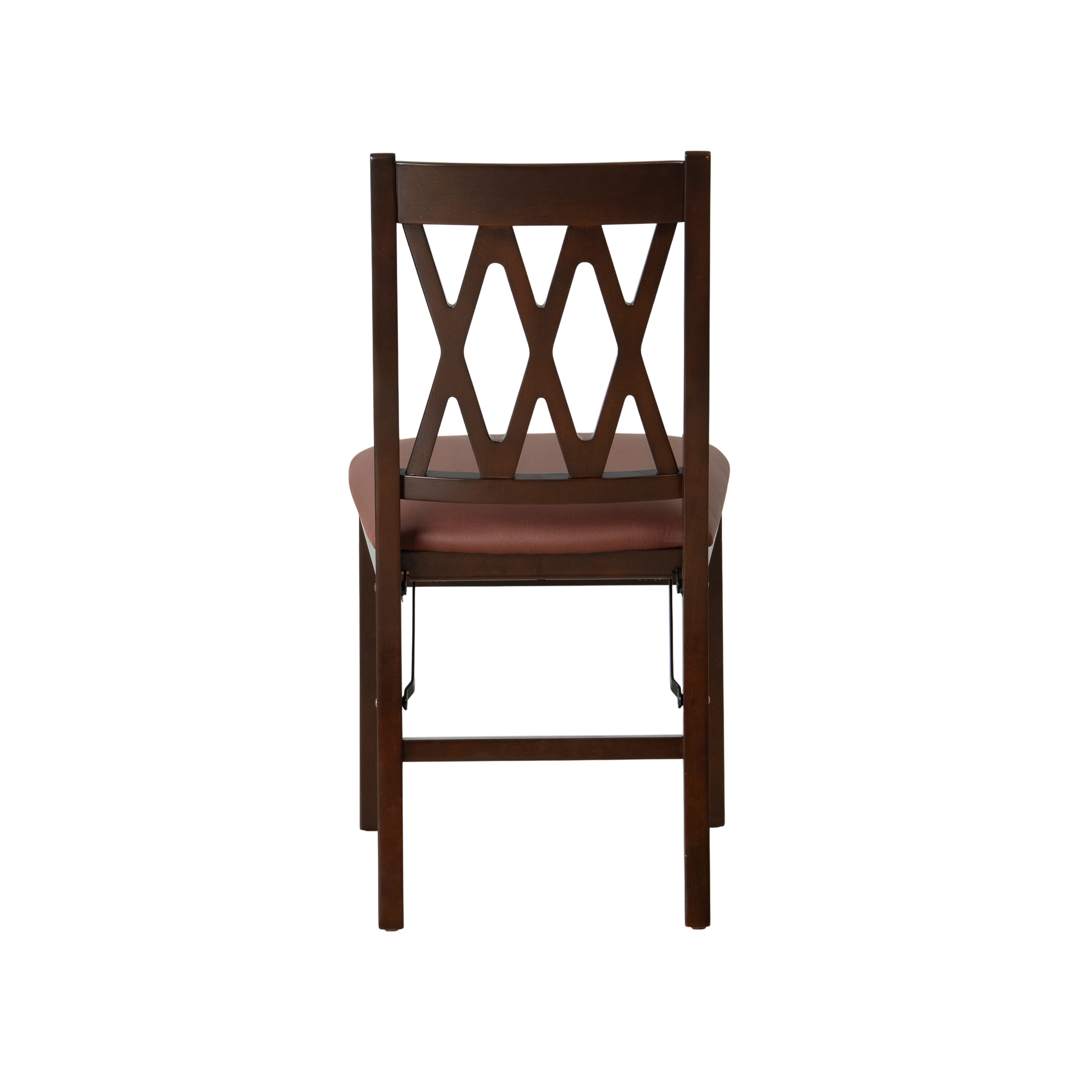 East West Furniture - PNC-MAH-26 – Plano Folding Solid Wood Dining Room Chairs with Polyester Seat, 3-X Back Design, Set of 2, No assembly needed, Mahogany Wood Finish