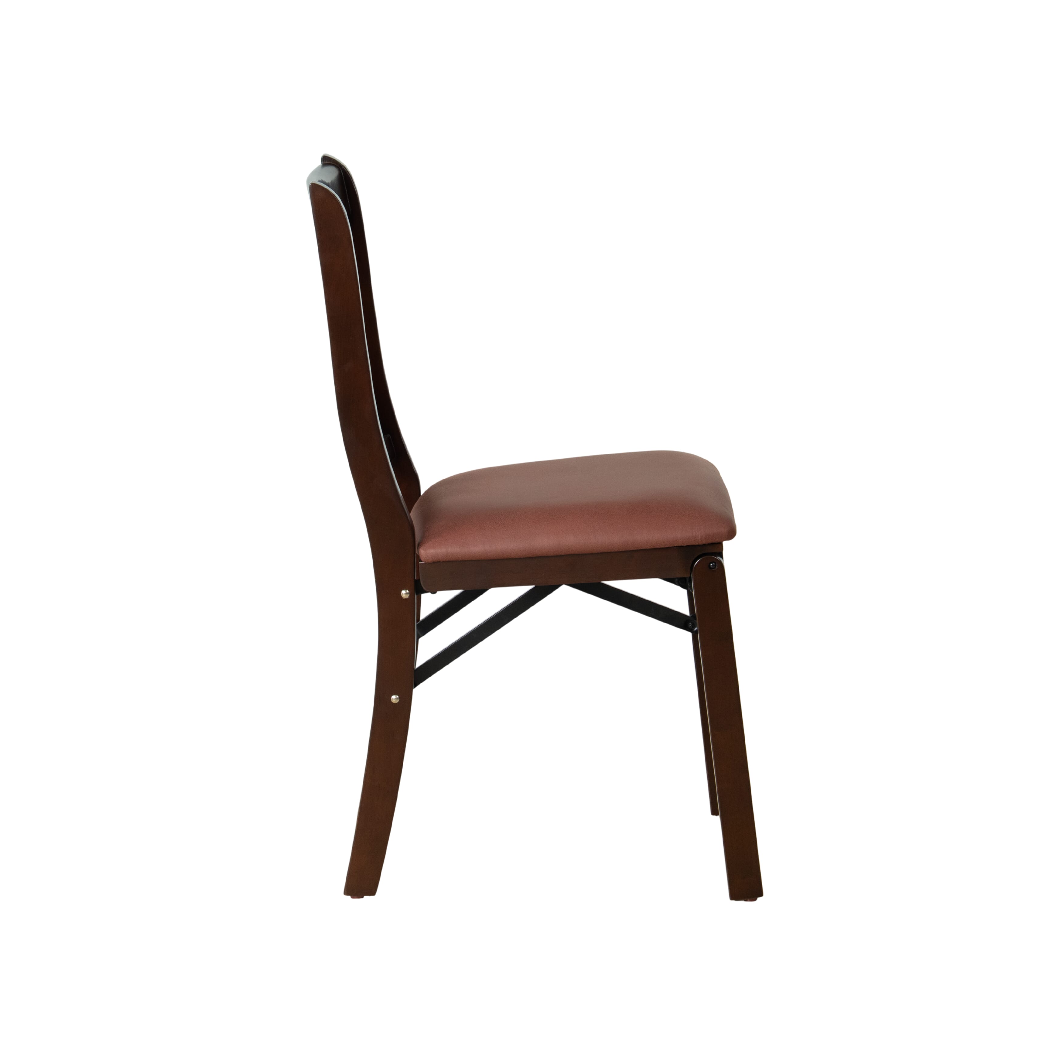 East West Furniture - PNC-MAH-26 – Plano Folding Solid Wood Dining Room Chairs with Polyester Seat, 3-X Back Design, Set of 2, No assembly needed, Mahogany Wood Finish