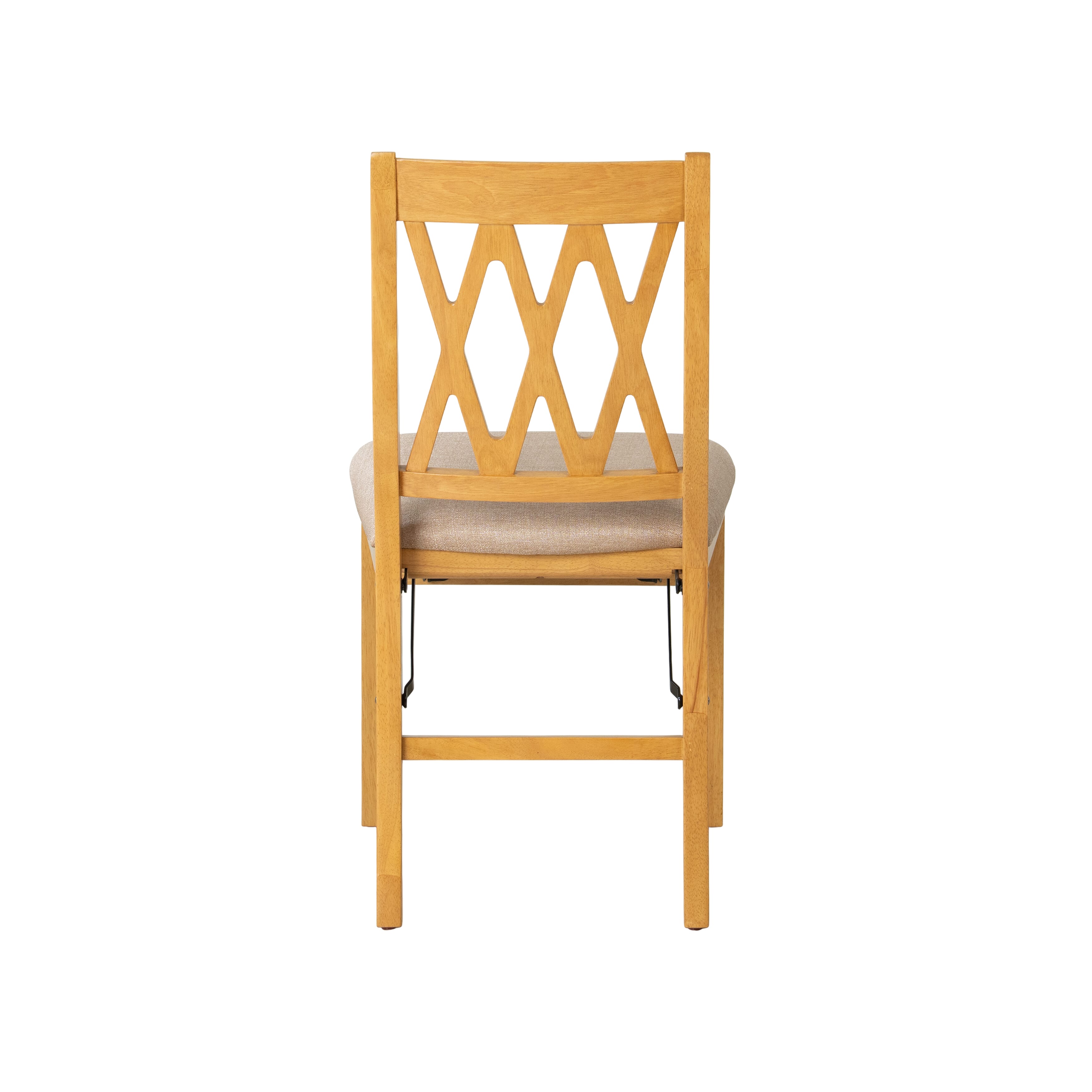 East West Furniture - PNC-OAK-03, A Solid Wood Plano Folding Dining Room Chairs with Polyester Seat, 3-X Back Design, No Assembly Required, Set of 2, Oak Wood Finish