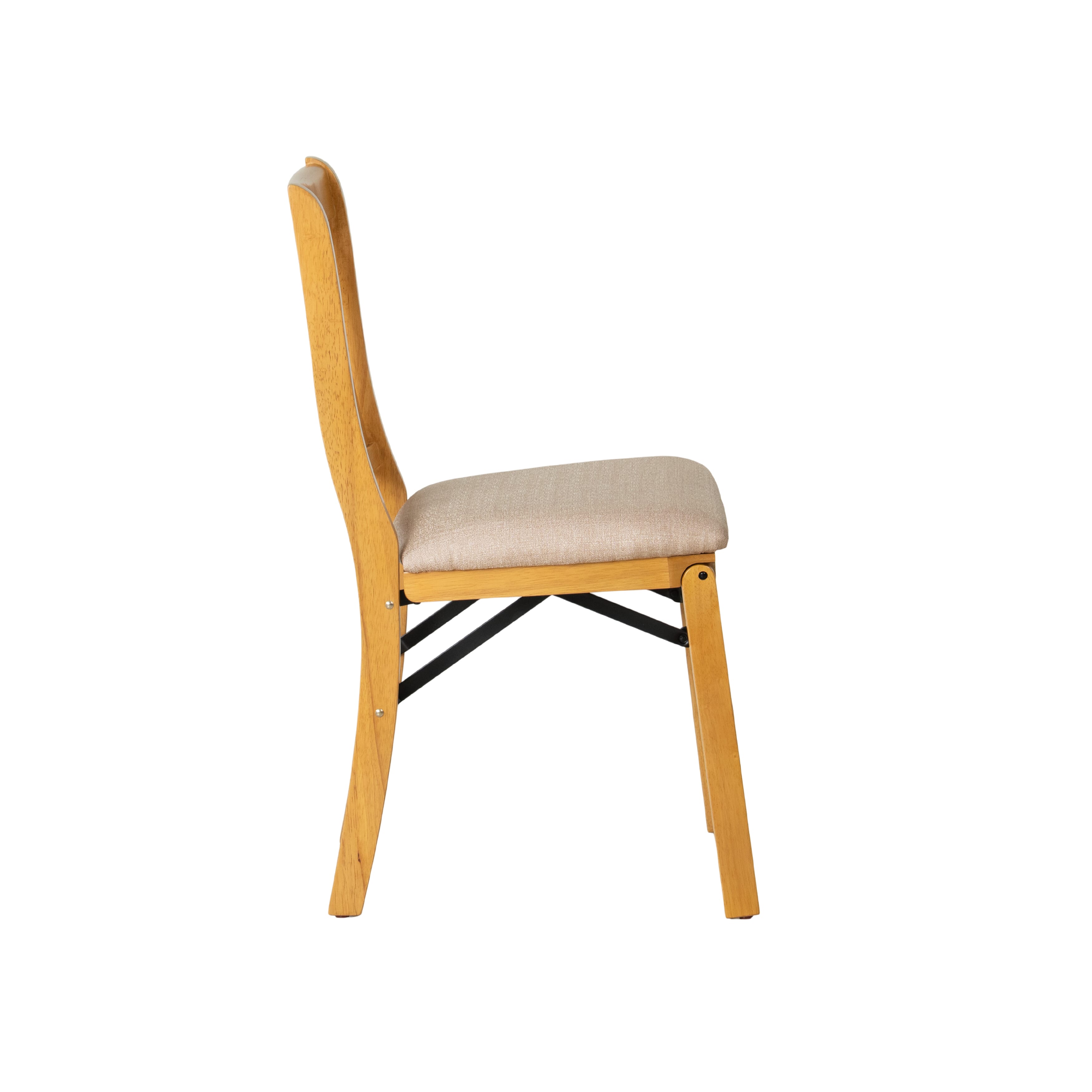 East West Furniture - PNC-OAK-03, A Solid Wood Plano Folding Dining Room Chairs with Polyester Seat, 3-X Back Design, No Assembly Required, Set of 2, Oak Wood Finish