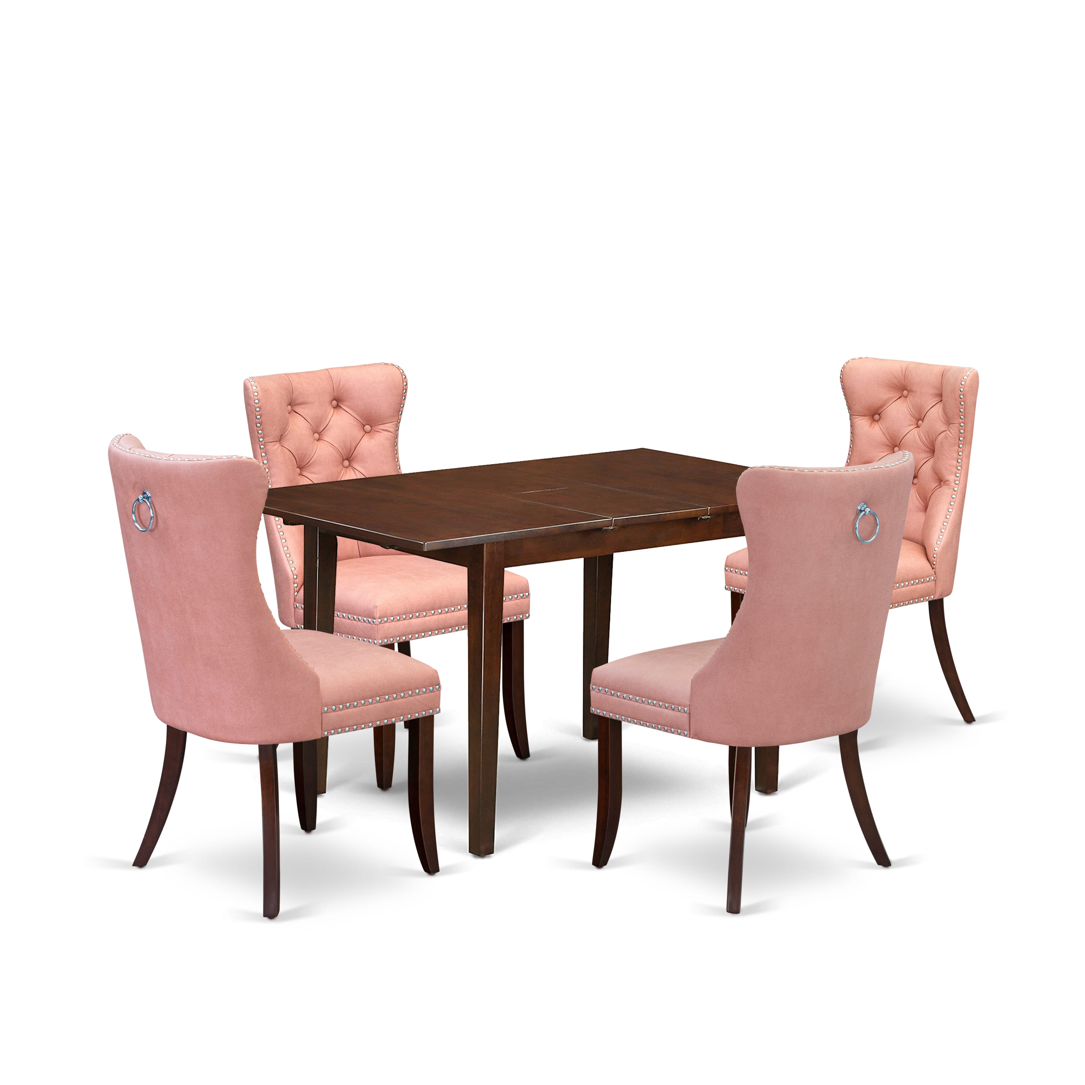 East West Furniture PSDA5-MAH-23 5 Piece Dining Room Set Includes a Rectangle Wooden Table with Removable leaf and 4 Parson Chairs, 32x60 Inch, Mahogany