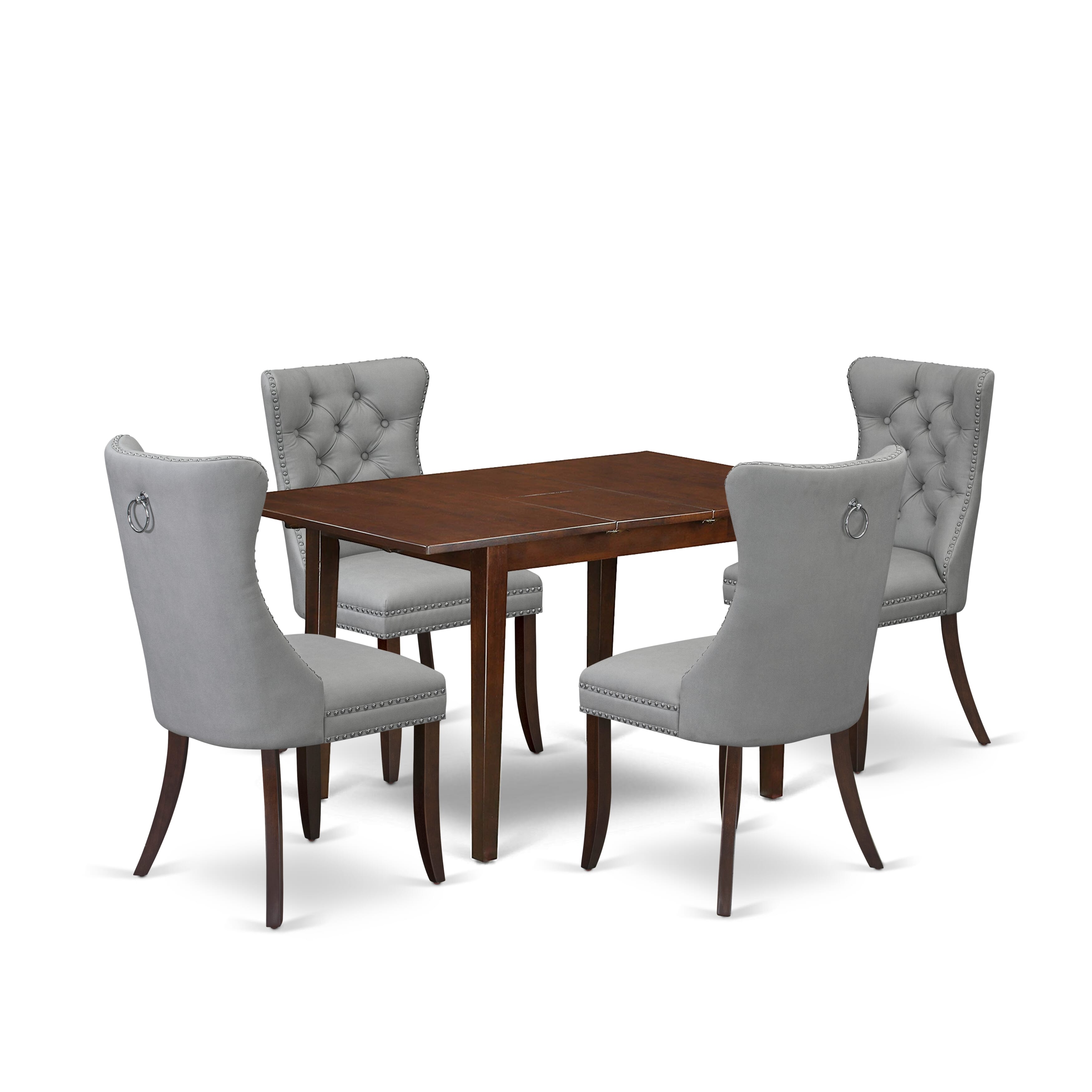 East West Furniture PSDA5-MAH-27 5 Piece Dining Table Set Consists of a Rectangle Wooden Table with Removable leaf and 4 Parson Chairs, 32x60 Inch, Mahogany