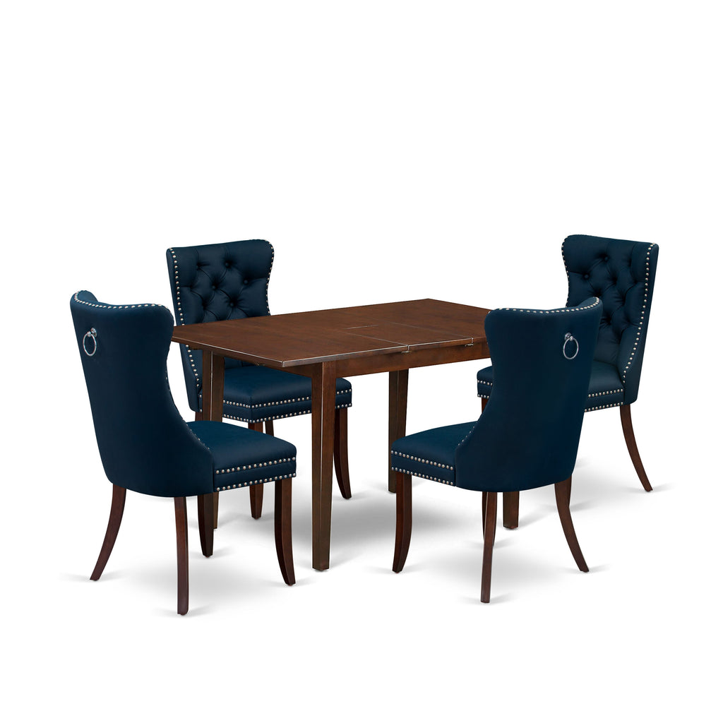 East West Furniture PSDA5-MAH-29 5 Piece Dining Table Set Includes a Rectangle Wooden Table with Removable leaf and 4 Upholstered Chairs, 32x60 Inch, Mahogany