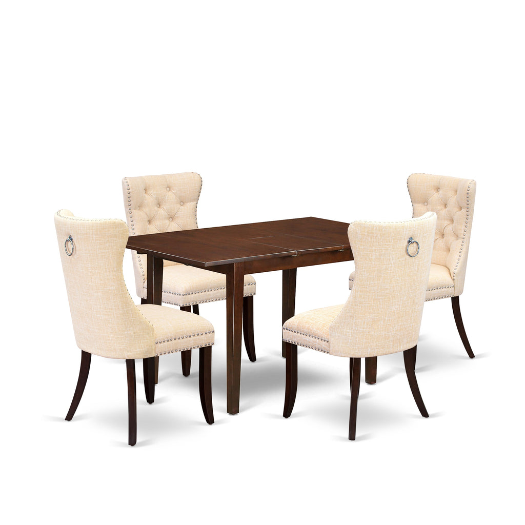 East West Furniture PSDA5-MAH-32 5 Piece Dinette Set Includes a Rectangle Kitchen Table with Removable leaf and 4 Padded Dining Chairs, 32x60 Inch, Mahogany