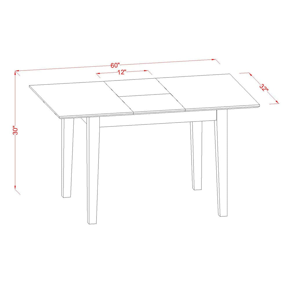 East West Furniture PSDA5-MAH-12 5 Piece Kitchen Table Set Contains a Rectangle Dining Table with Removable leaf and 4 Upholstered Chairs, 32x60 Inch, Mahogany