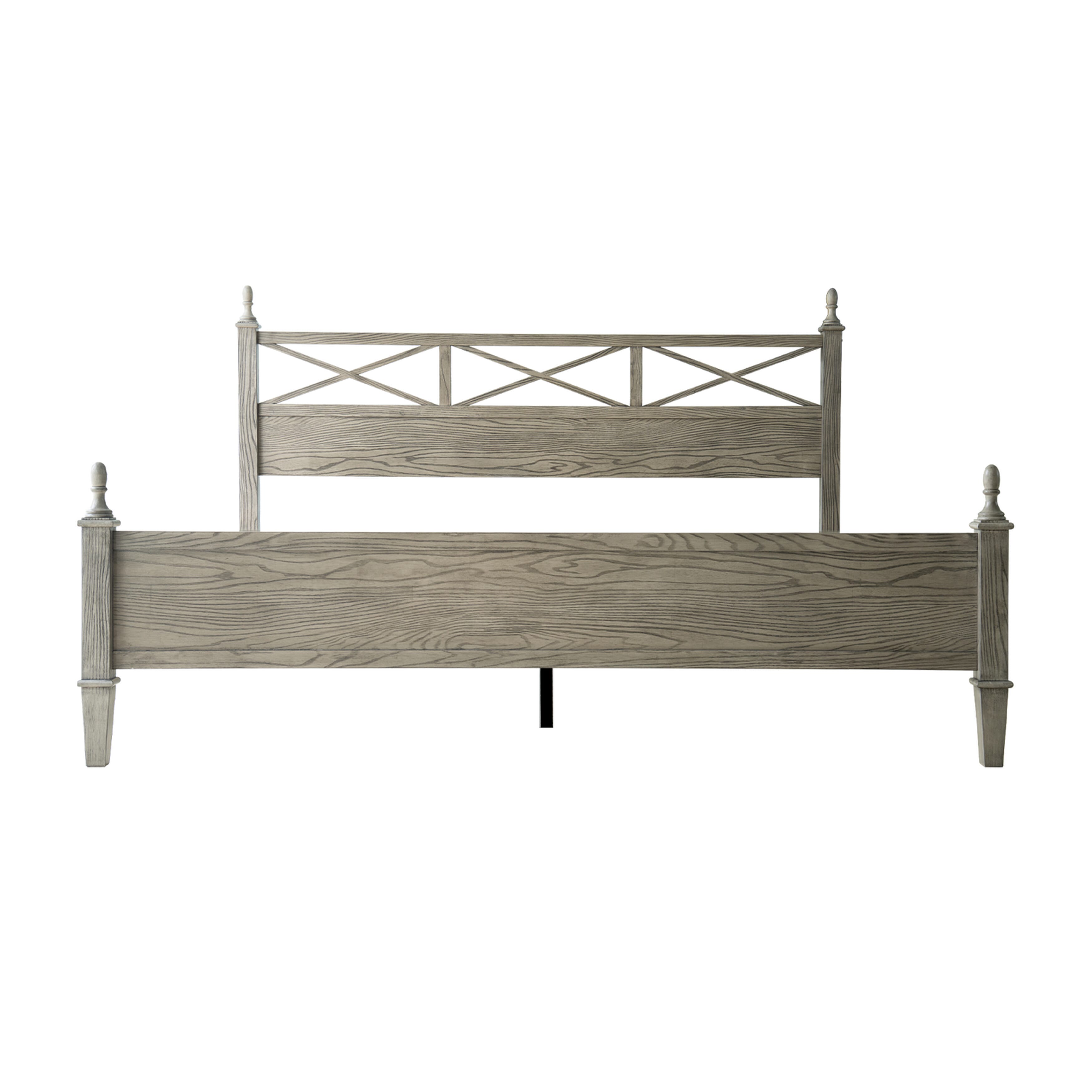 King Size Platform Bed Frame with Solid Wood Headboard & Footboard, 12 Heavy-Duty Slatted, Metal Legs, Anti-Slip & Noise-Free, Easy Assembly, No Box Spring Needed, Weathered Gray Oak Finish, RIK-34