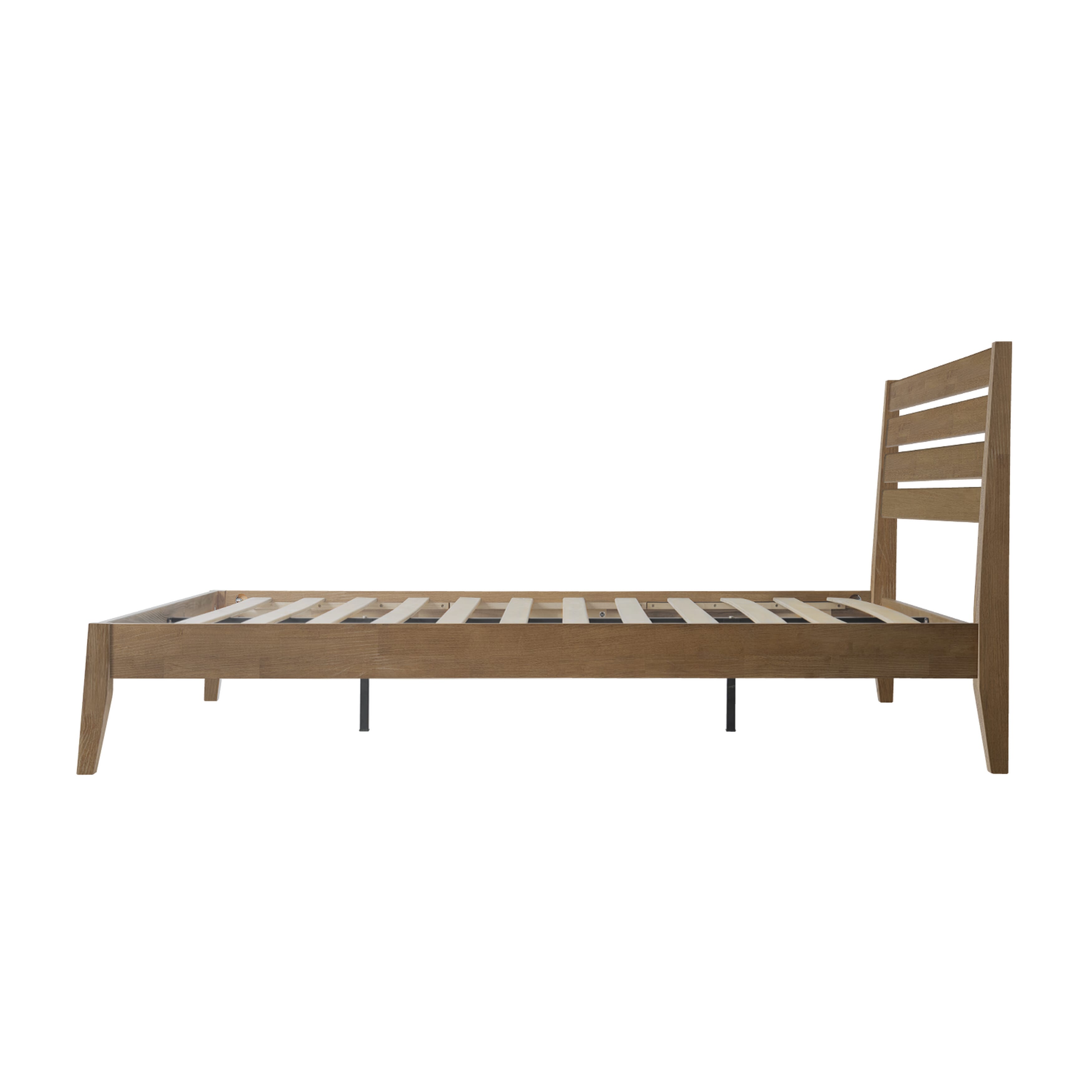 Full Size Solid Wood Platform Bed Frame with Headboard & Footboard, 12 Heavy-Duty Slatted Base, Central Metal Legs, Easy Assembly, Noise-Free & Anti-Slip, No Box Spring Needed, Barnwood Finish, RKF-30