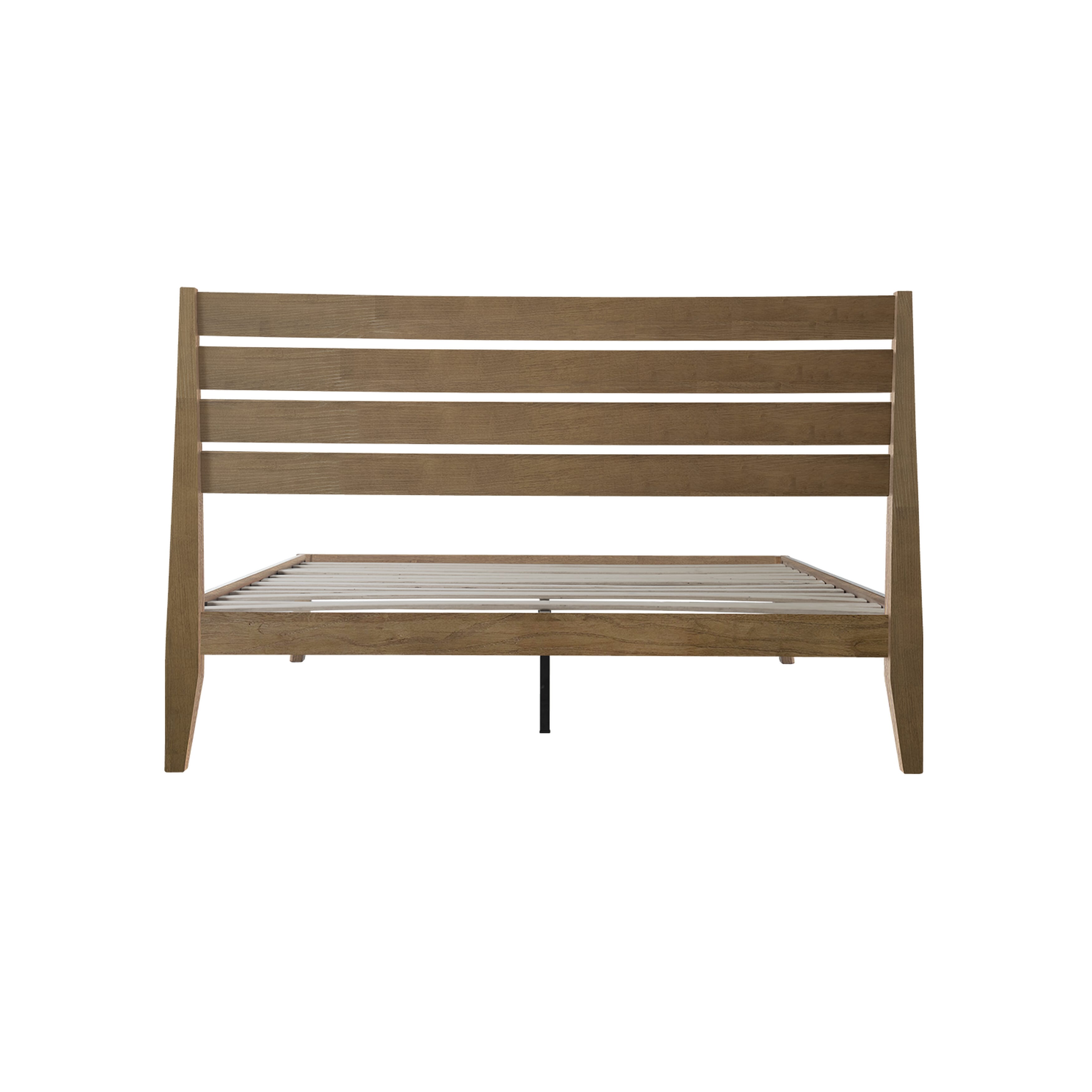 Full Size Solid Wood Platform Bed Frame with Headboard & Footboard, 12 Heavy-Duty Slatted Base, Central Metal Legs, Easy Assembly, Noise-Free & Anti-Slip, No Box Spring Needed, Barnwood Finish, RKF-30