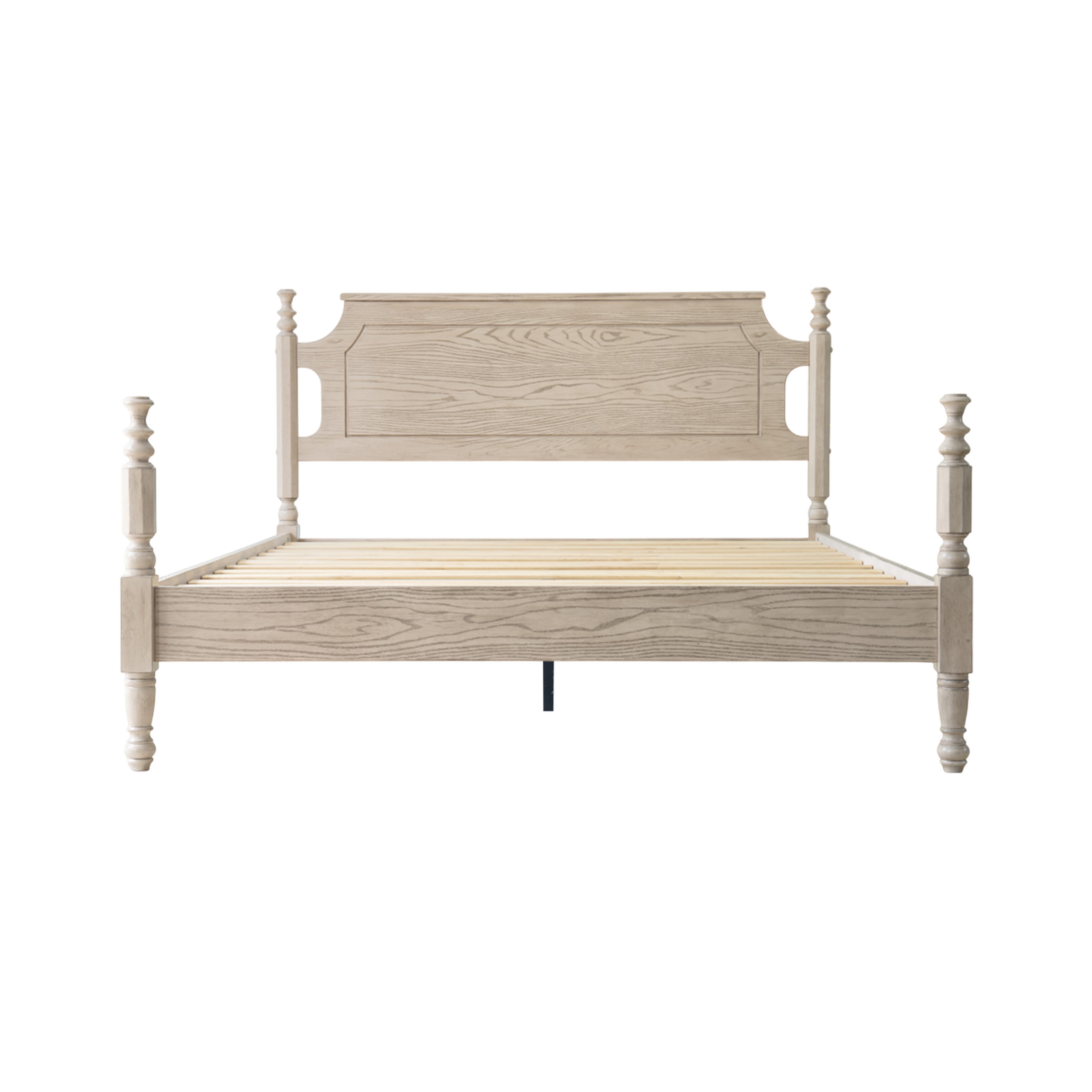 King Size Solid Wood Platform Bed Frame, Headboard & Footboard, 12 Sturdy Slats Base, Center Metal Legs, Noise-Free & Slip-Free, No Box Spring Needed, Easy Assembly, Driftwood Gray Oak Finish, ROK-33