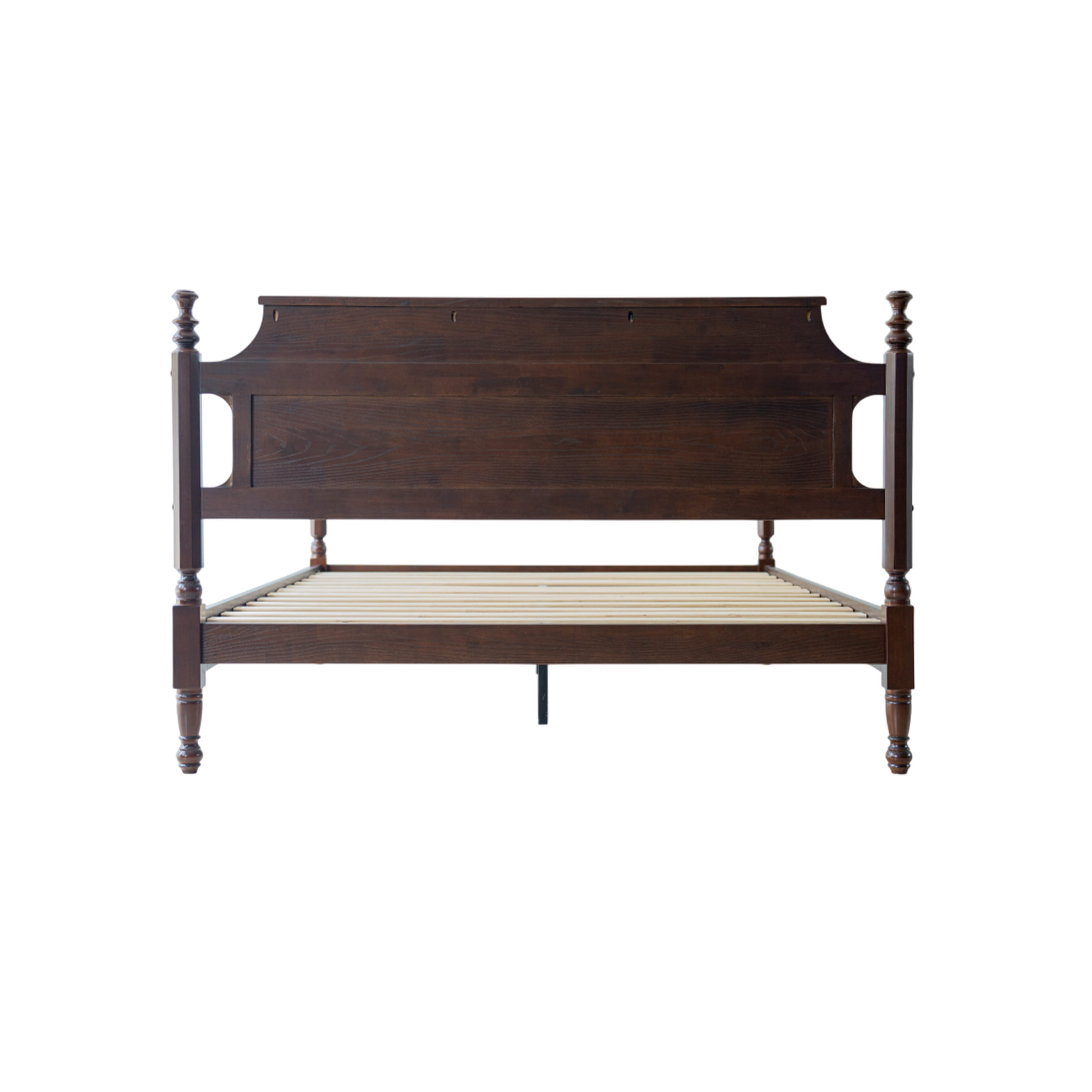 Queen Size Bed Frame, Solid Wood Platform Bed with Headboard & Footboard, Center Metal Legs, 12 Heavy-Duty Slatted, Noise Free, No Box Spring Needed, Easy Assembly, Dark Roast Oak Finish, ROQ-32