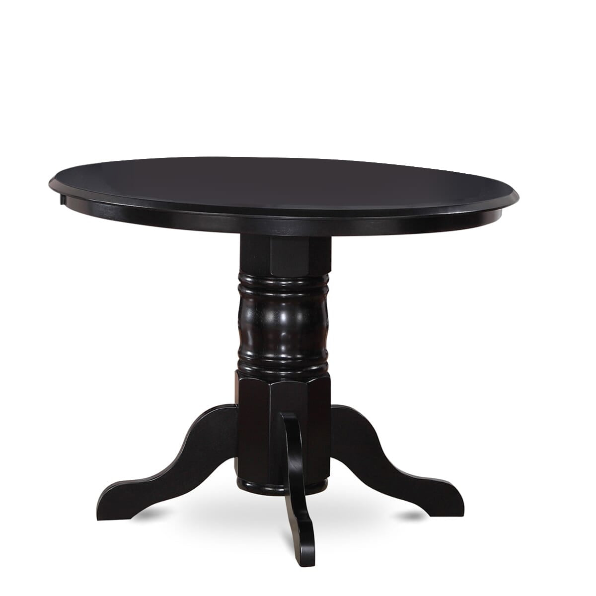 East West Furniture SHX13-BLK-24 -3 Piece Dining Set Includes a Round Table & 2 Stackable Linen Fabric Chairs, Black