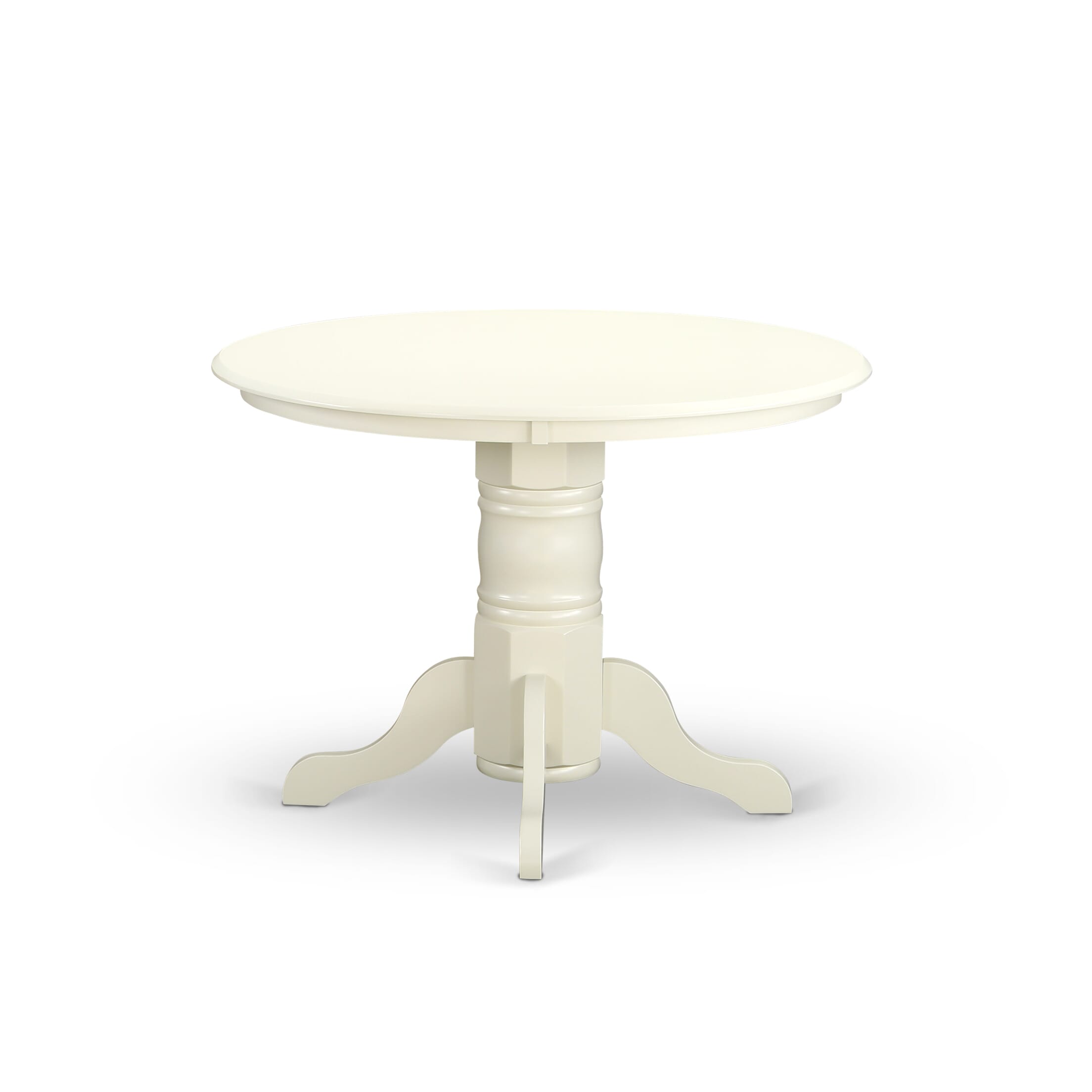 East West Furniture SHDA5-WHI-29 5 Piece Kitchen Table Set Consists of a Round Dining Table with Pedestal and 4 Padded Chairs, 42x42 Inch, linen white