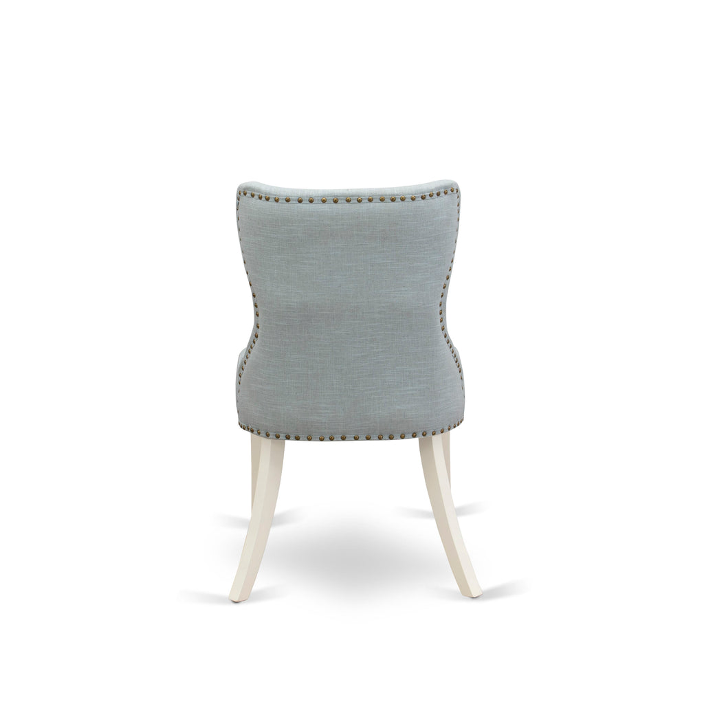 East West Furniture X026SI215-5 5 Piece Dining Room Furniture Set Includes a Rectangle Dining Table with X-Legs and 4 Baby Blue Linen Fabric Upholstered Chairs