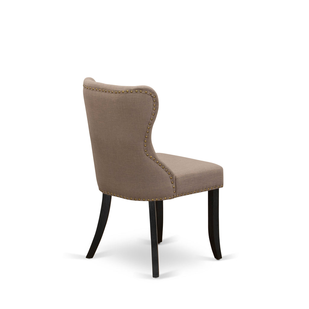 Luxe East West Furniture X12SI-006-48 - Juego de mesa de comedor moderna de 3 piezas, mesa de cocina rectangular y 12 sillas de comedor de tela de lino color café