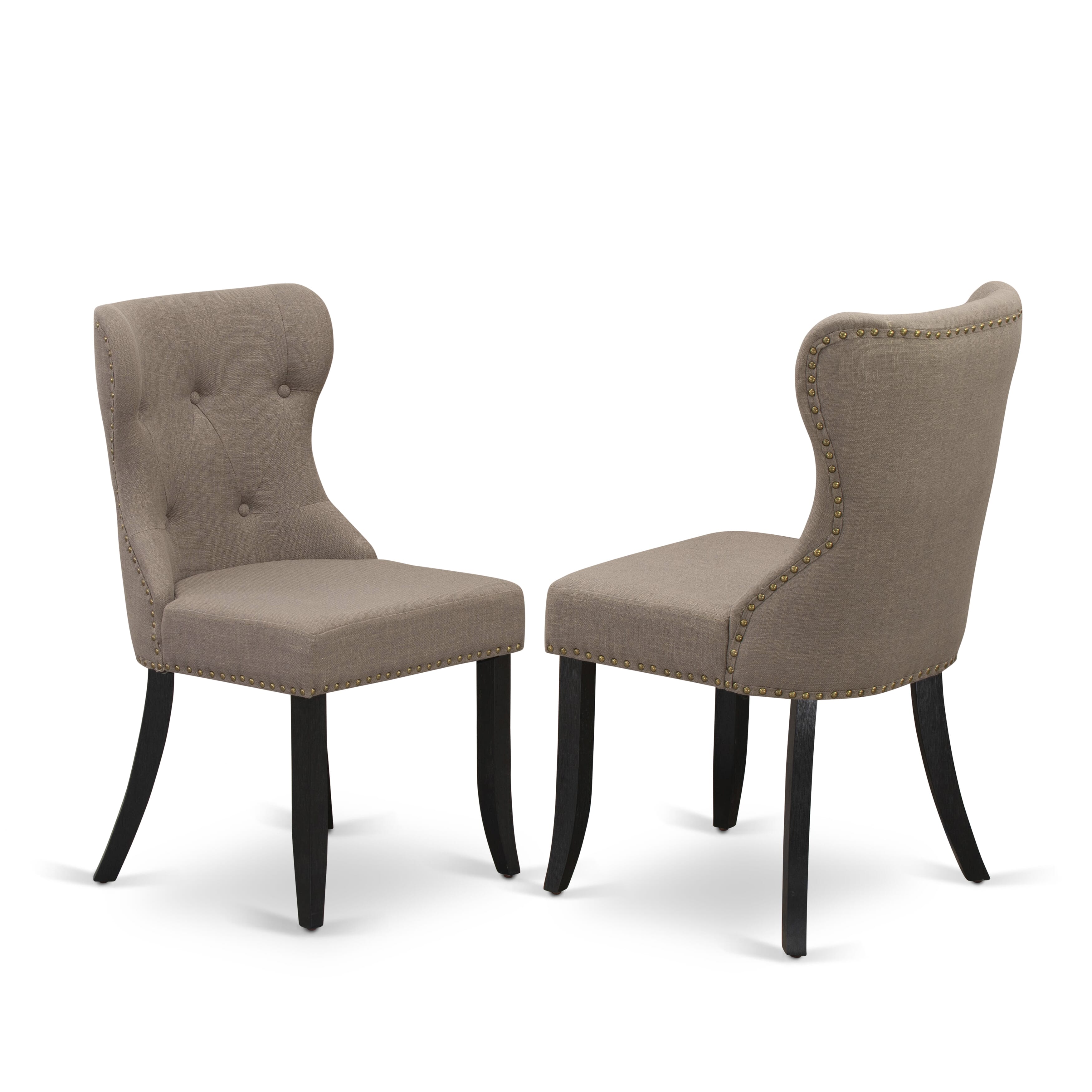 East West Furniture X626SI648-5 5-Pc Dining Room Table Set with Coffee Linen Fabric Seat and Button Tufted Chair Back Parson Dining Chairs - Rectangular Table - linen white Finish