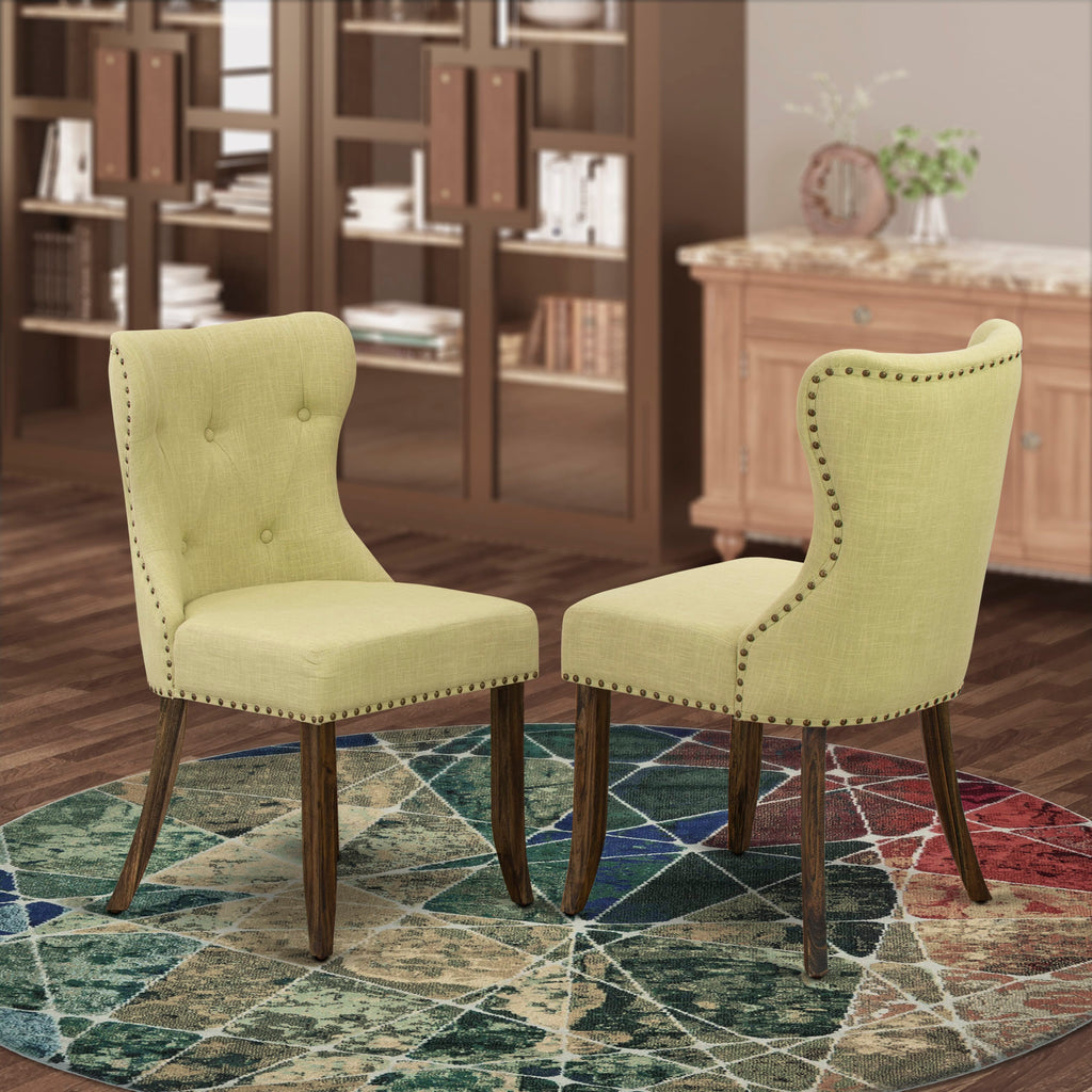 East West Furniture X727SI737-6 6-Piece Dining Table Set- 4 Dining Chairs with Limelight Linen Fabric Seat and Button Tufted Chair Back – Kitchen Table and Small Bench (linen white Finish)