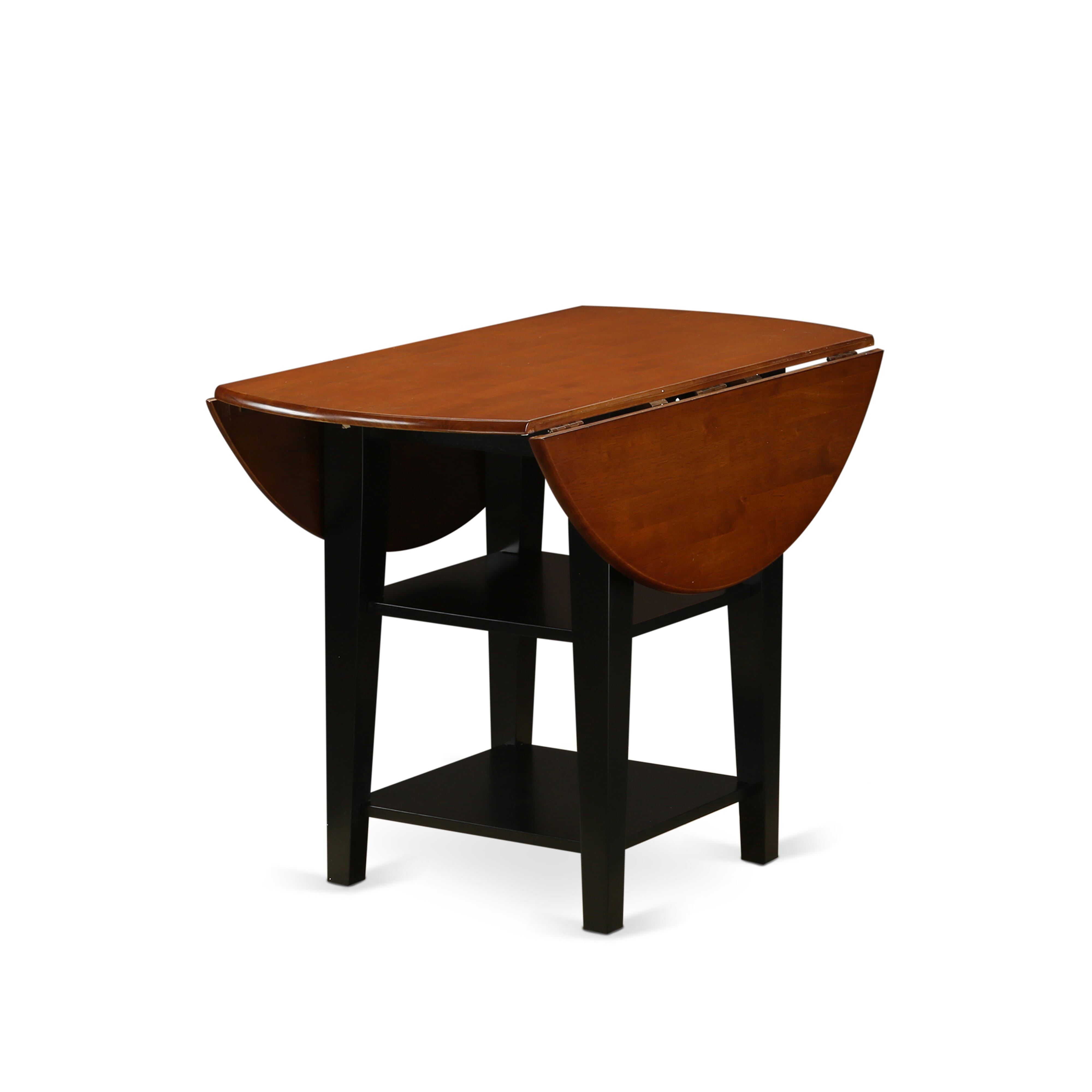 SUT-BCH-T Sudbury round Kitchen Table with two shelves in Black & Cherry finish