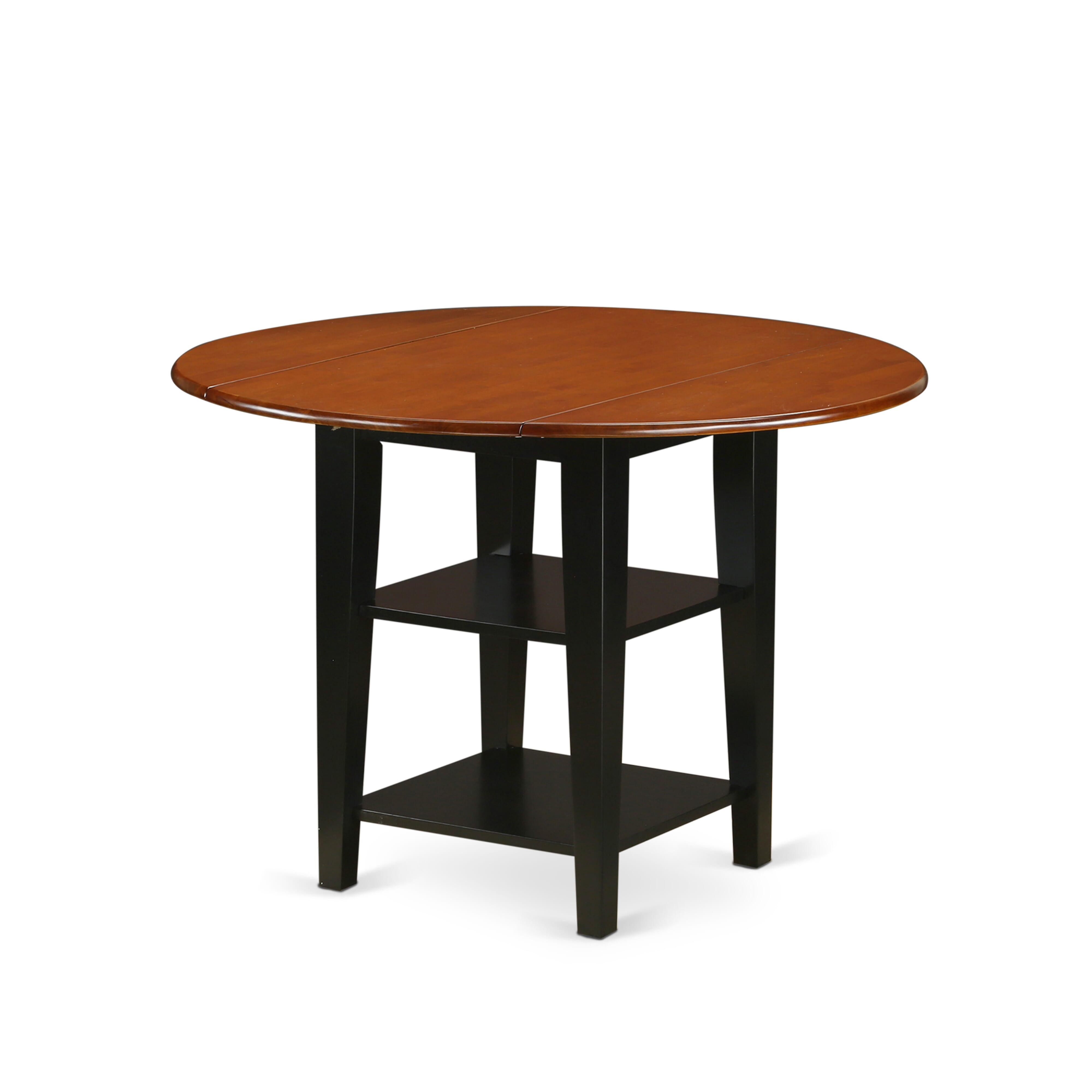 SUT-BCH-T Sudbury round Kitchen Table with two shelves in Black & Cherry finish
