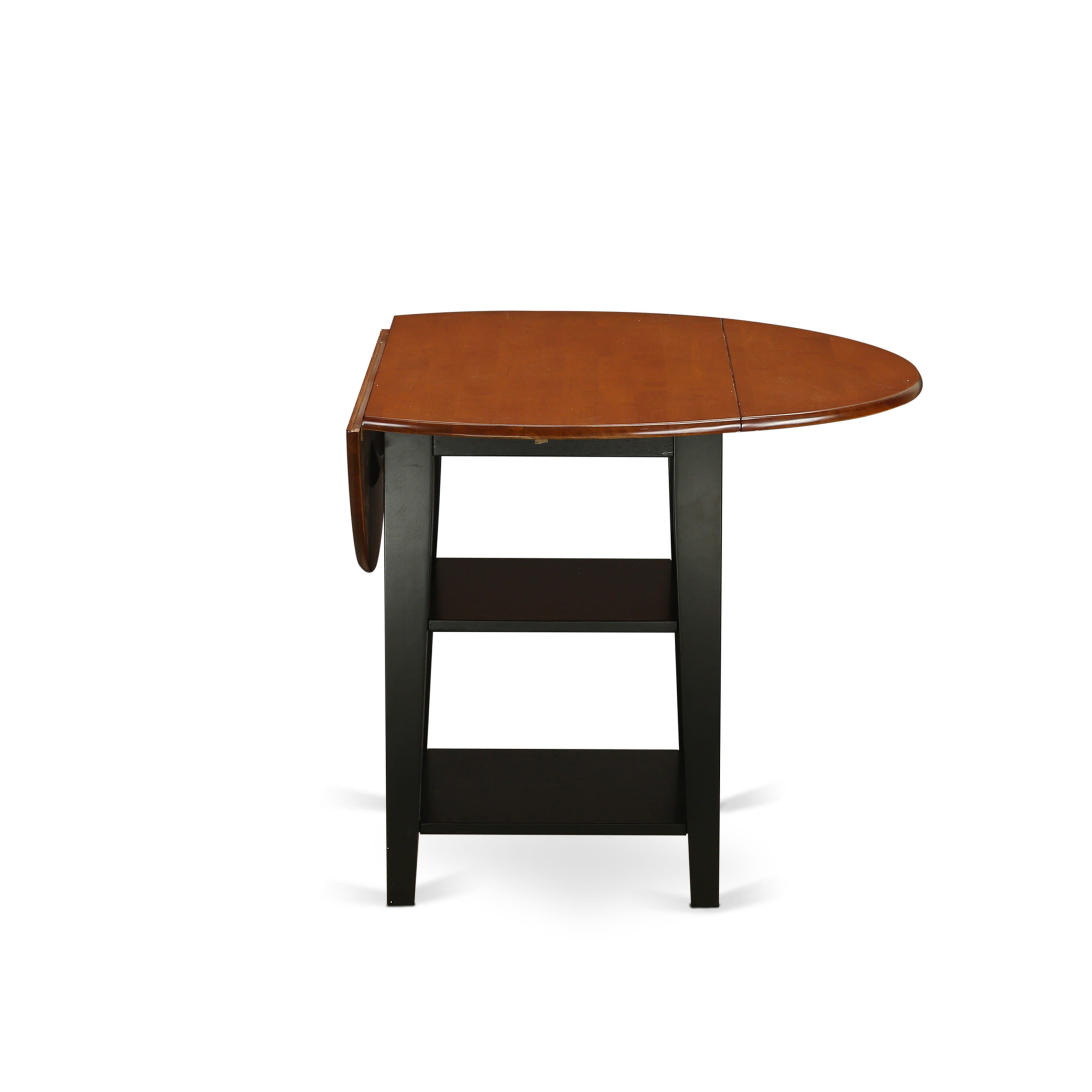 SUT-BCH-T Sudbury round Kitchen Table with two shelves in Black & Cherry finish